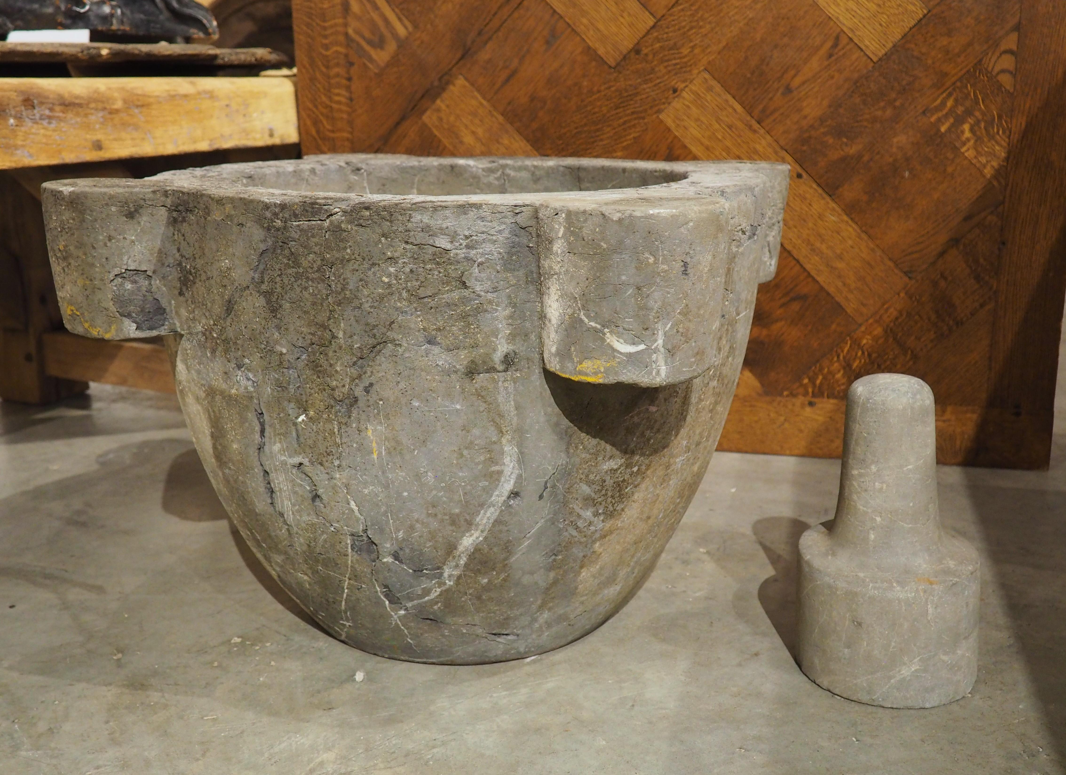 Mortier et penteau de France surdimensionné en ardoise ancienne, 19ème siècle 9