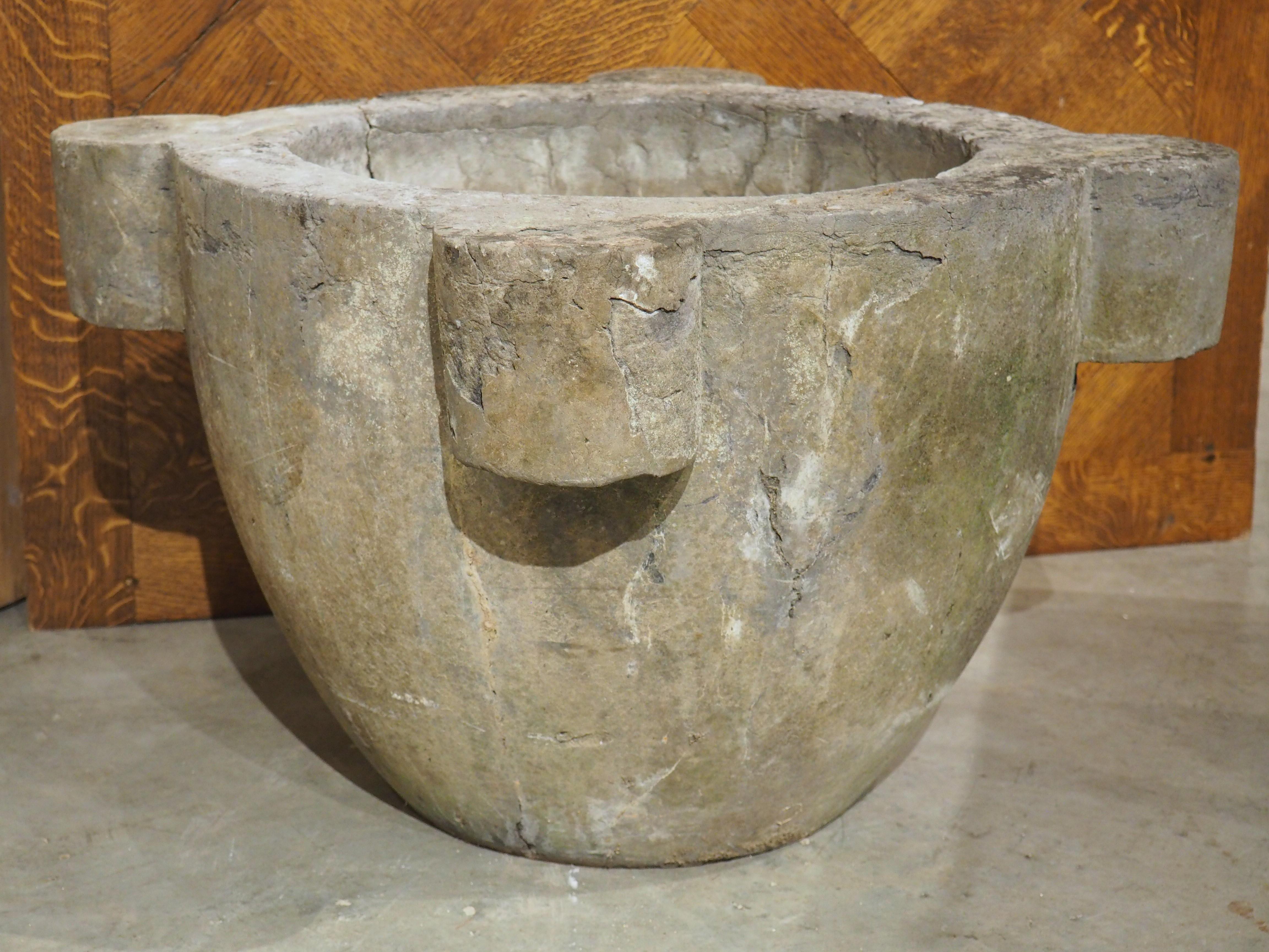 Français Mortier et penteau de France surdimensionné en ardoise ancienne, 19ème siècle