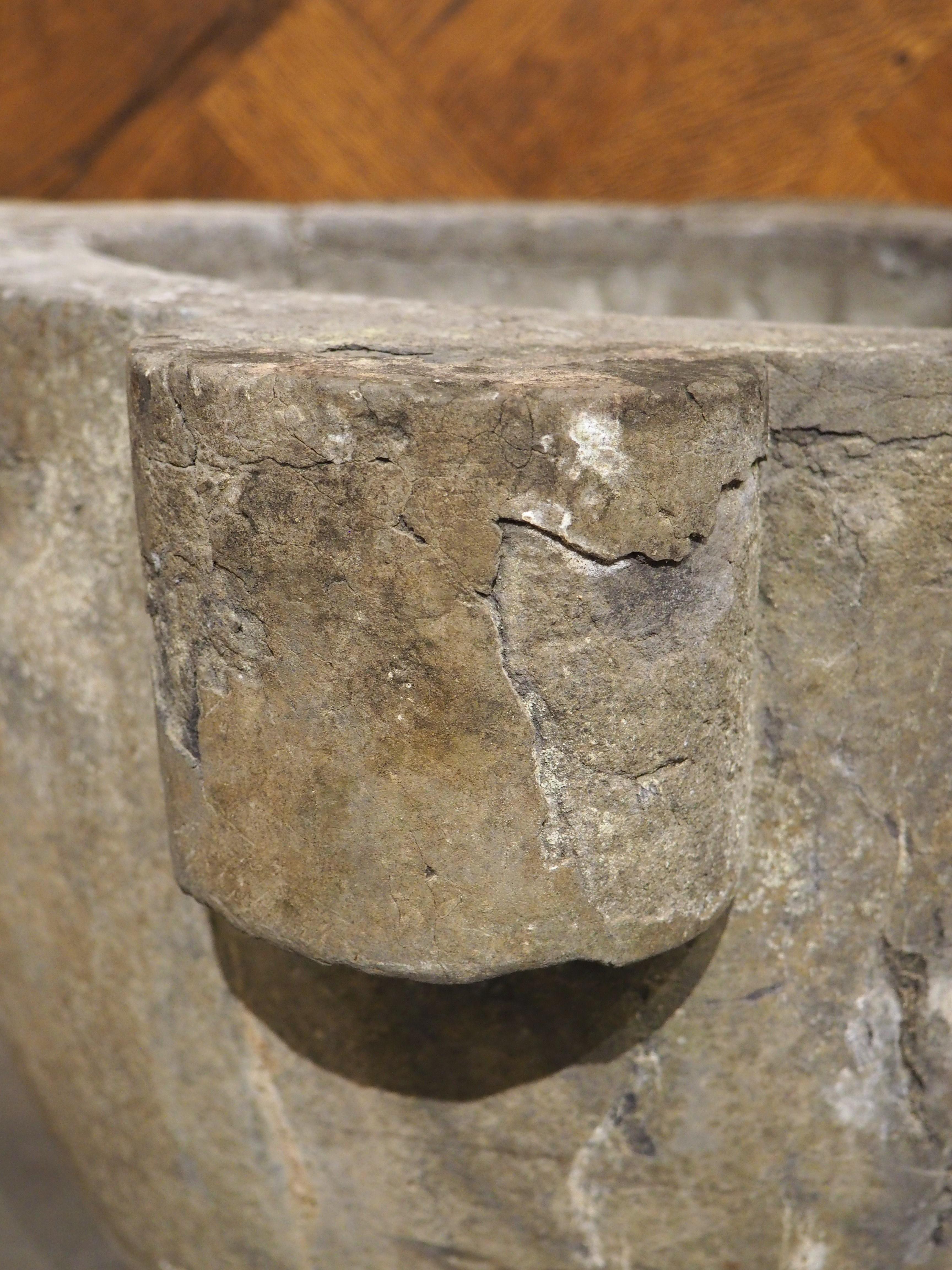 XIXe siècle Mortier et penteau de France surdimensionné en ardoise ancienne, 19ème siècle