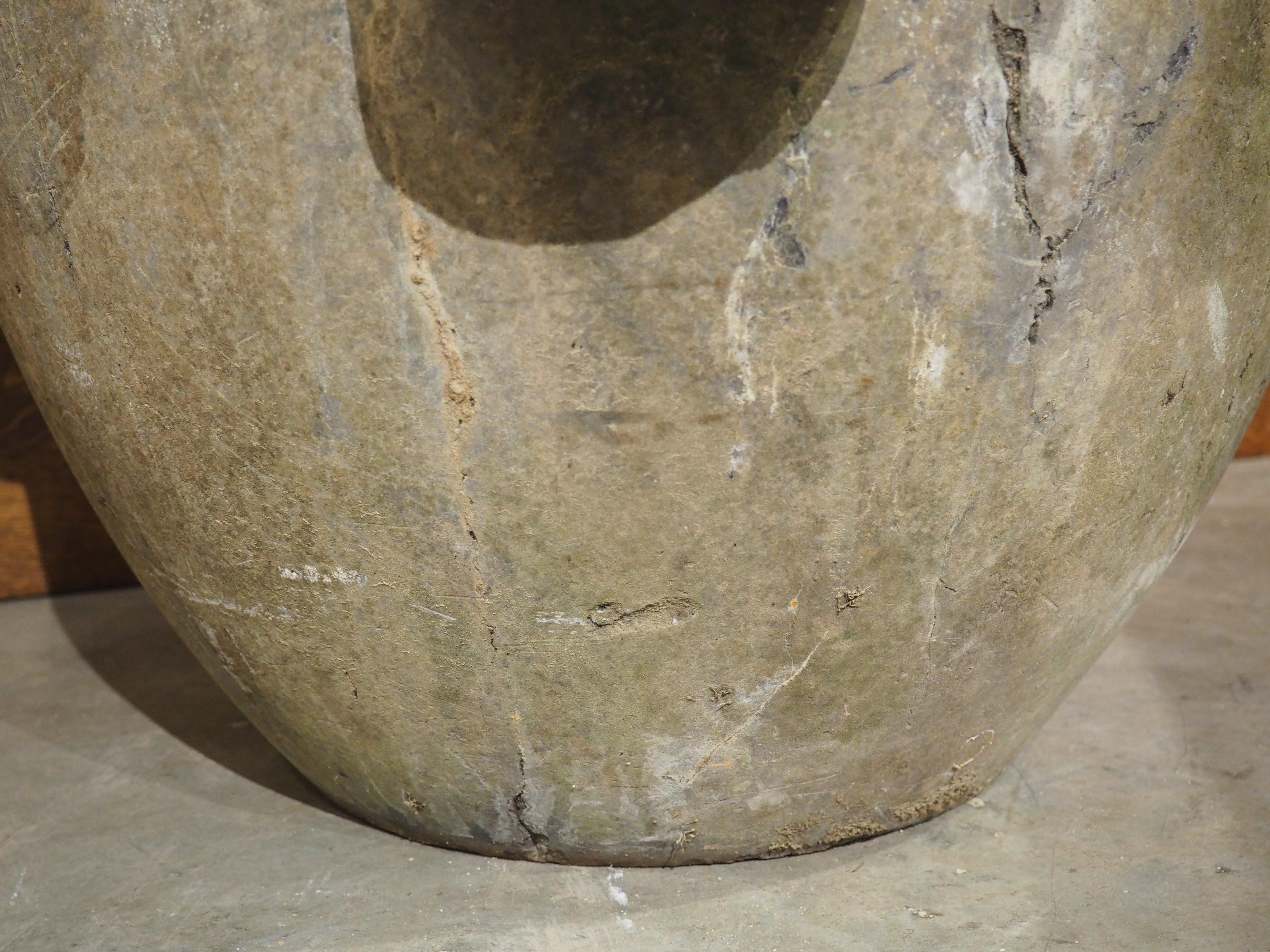 Pierre Mortier et penteau de France surdimensionné en ardoise ancienne, 19ème siècle