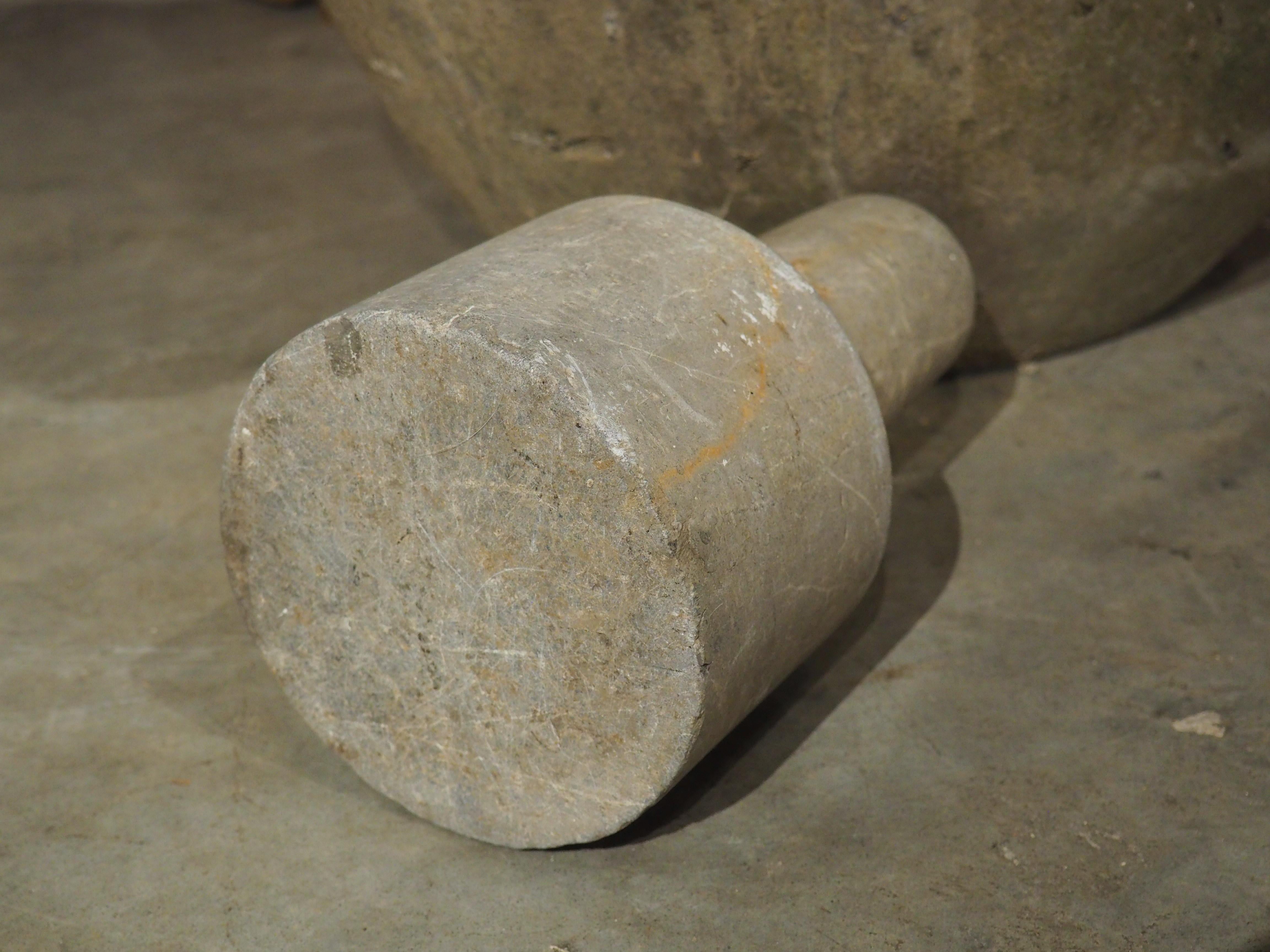 Mortier et penteau de France surdimensionné en ardoise ancienne, 19ème siècle 1