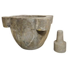 Oversized Antique Slate Mortar and Pestle from France, 19th Century