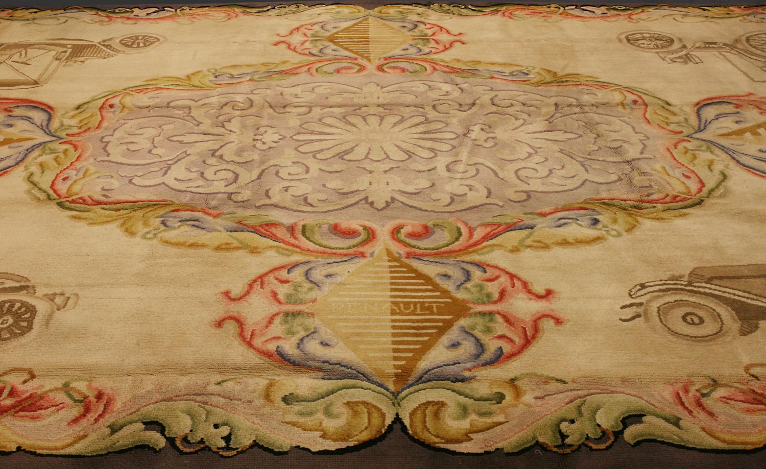 Spanischer Teppich im RENAULT-Design, signiert, Sonderanfertigung, 1930 im Angebot 5