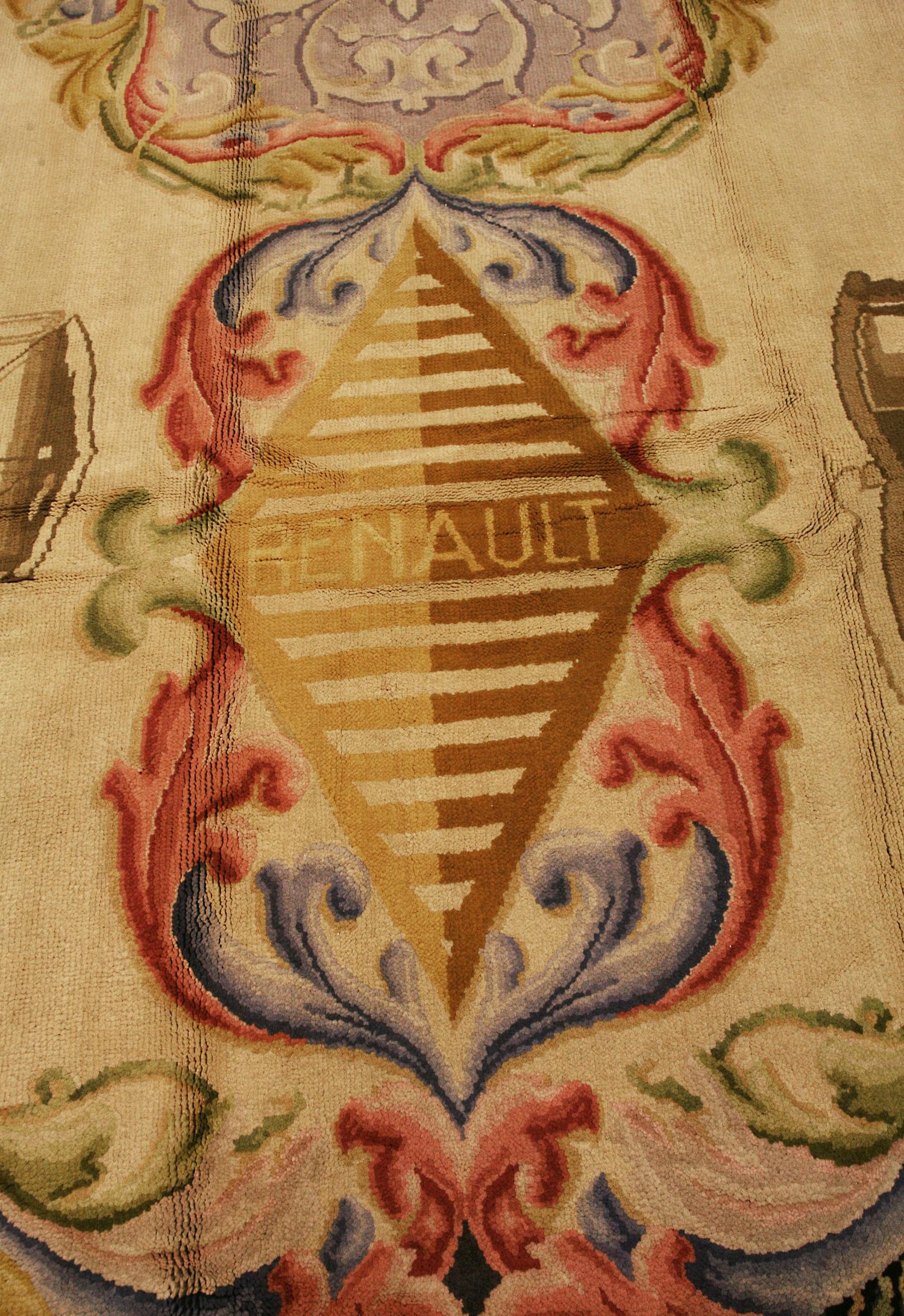 Spanish Colonial Spanish Rug “RENAULT” Design Signed Special Order, 1930 For Sale