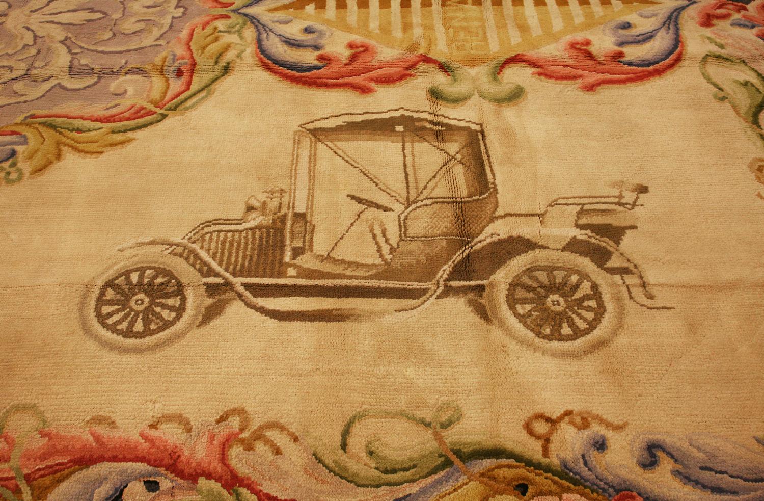 Hand-Knotted Spanish Rug “RENAULT” Design Signed Special Order, 1930 For Sale