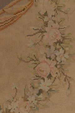 Oversized Antique Spanish Savonnerie Rug with Bold Floral Medallion - Rug & Kili