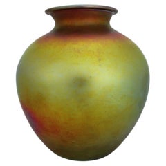 Oversized Antique Steuben Gold Aurene Bulbous Art Glass Vase, Unsigned, c1920