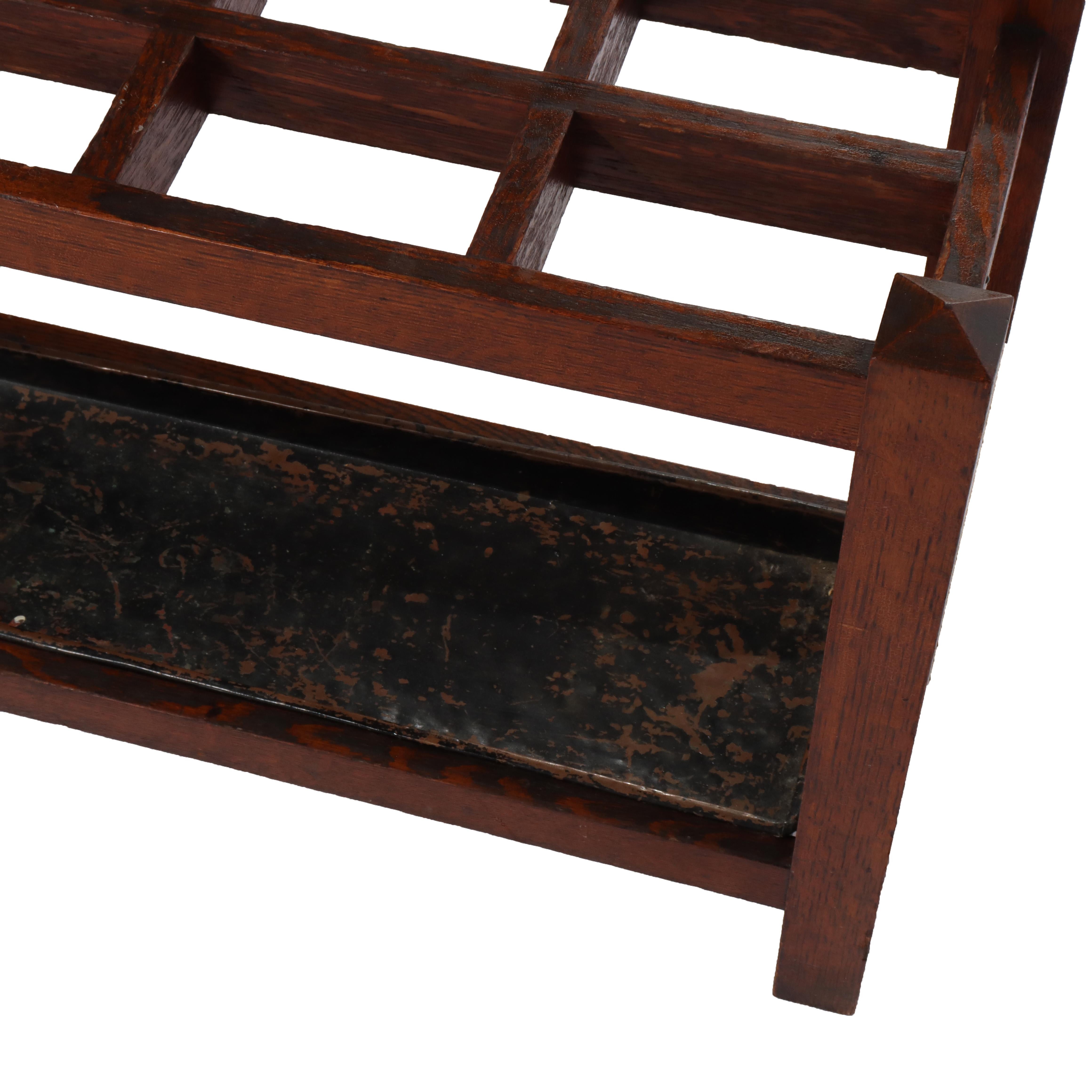 20th Century Oversized Antique Stickley School Arts & Crafts Oak Umbrella Stand c1920 For Sale
