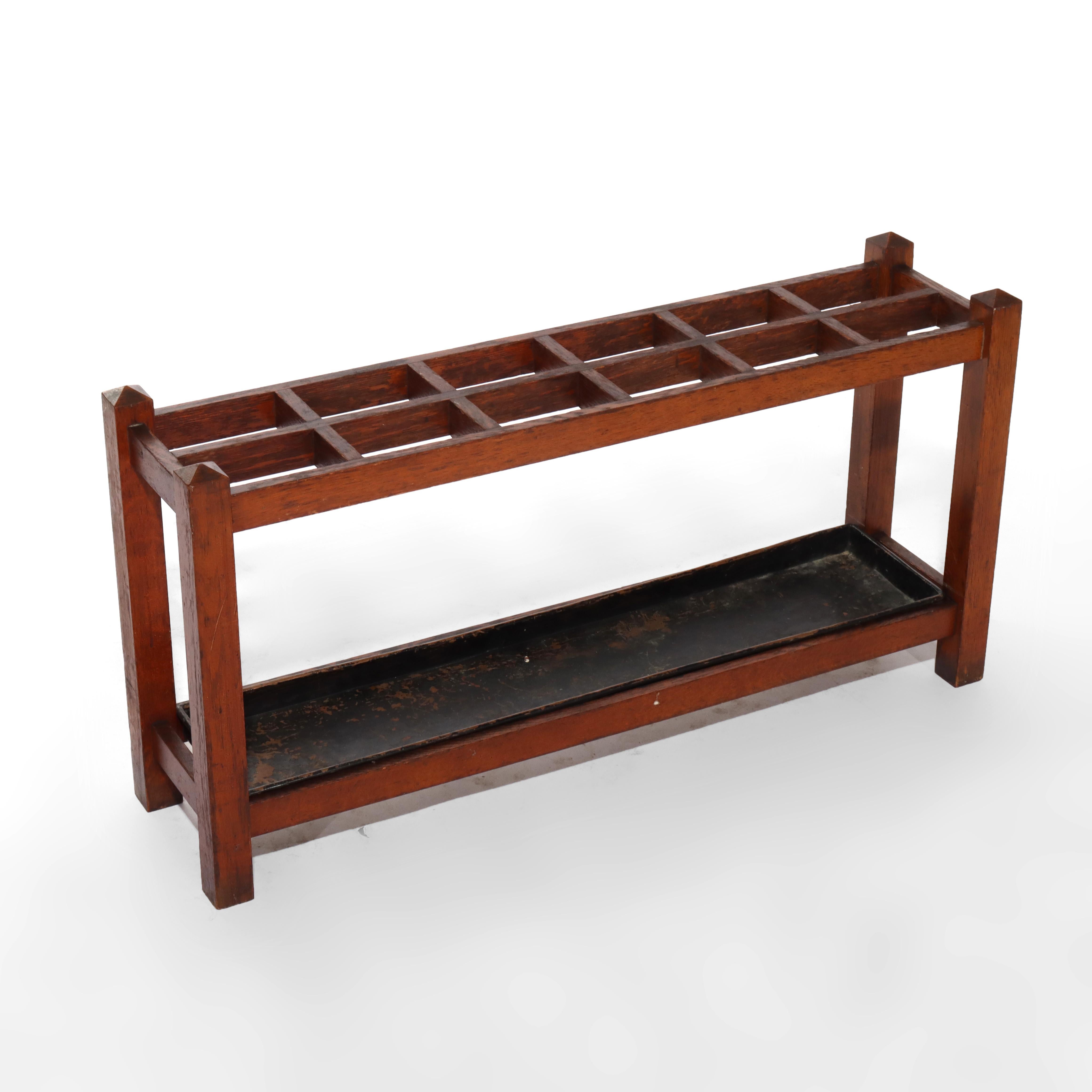 Oversized Antique Stickley School Arts & Crafts Oak Umbrella Stand c1920 For Sale 2