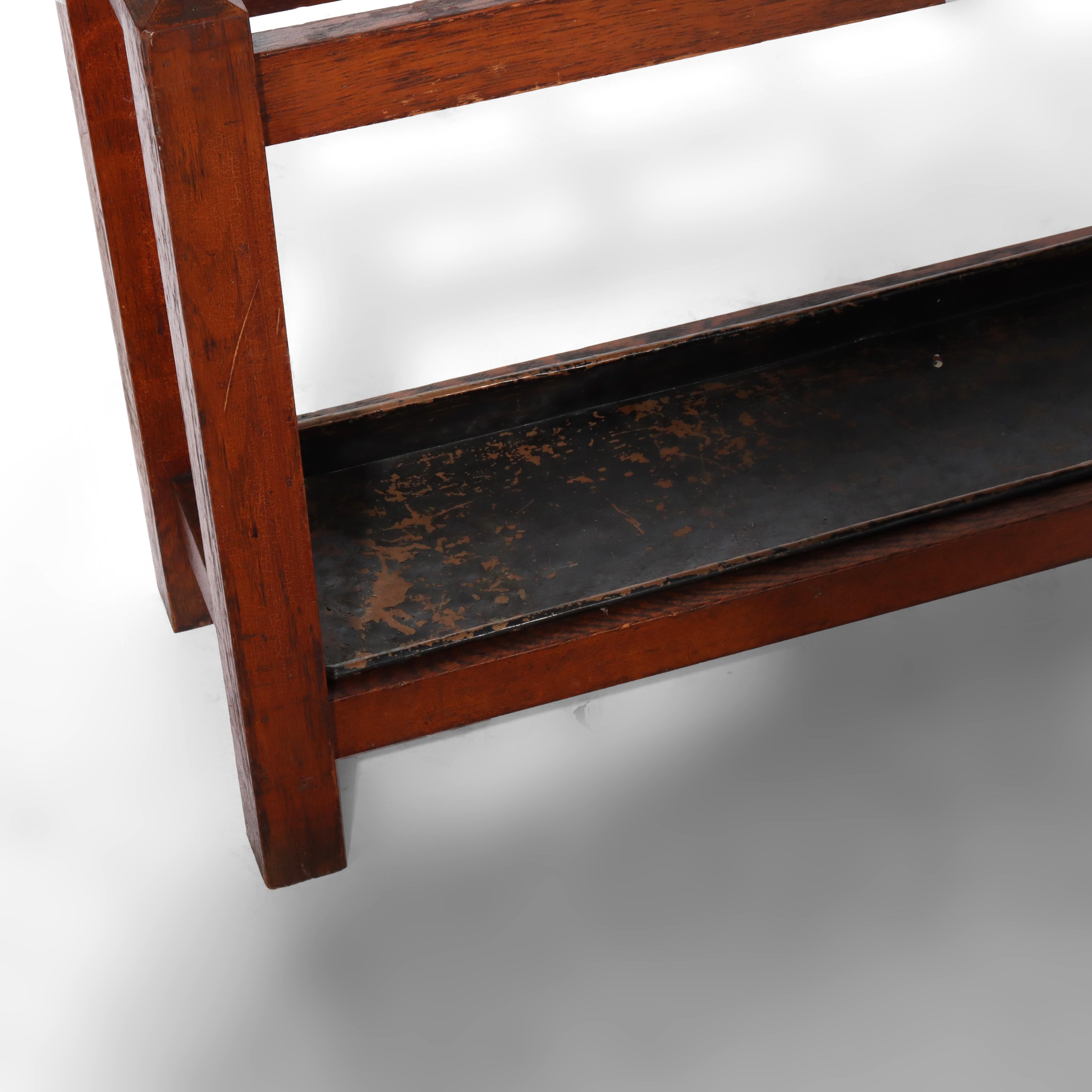 Oversized Antique Stickley School Arts & Crafts Oak Umbrella Stand c1920 For Sale 4