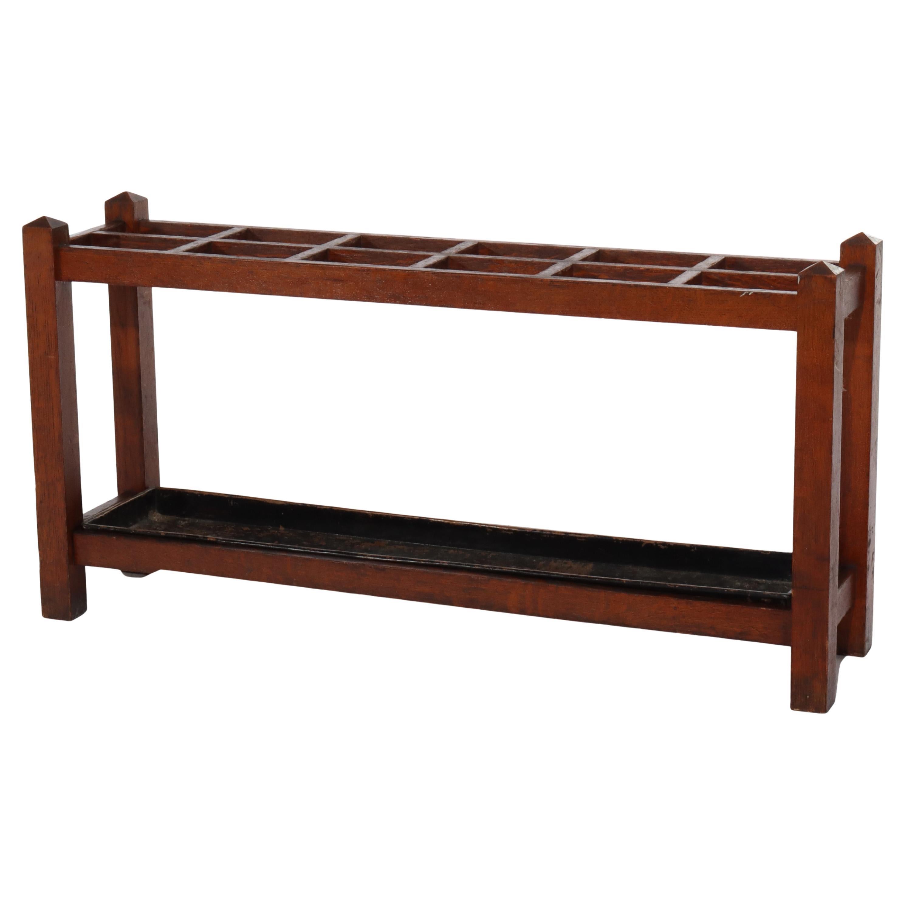 Oversized Antique Stickley School Arts & Crafts Oak Umbrella Stand c1920 For Sale