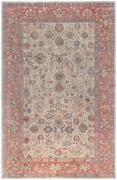 Oversized Antique Sultanabad Beige Rug - c. 1900 (Size Adjusted)