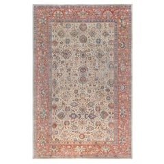 Oversized Antique Sultanabad Beige Rug - c. 1900 (Size Adjusted)