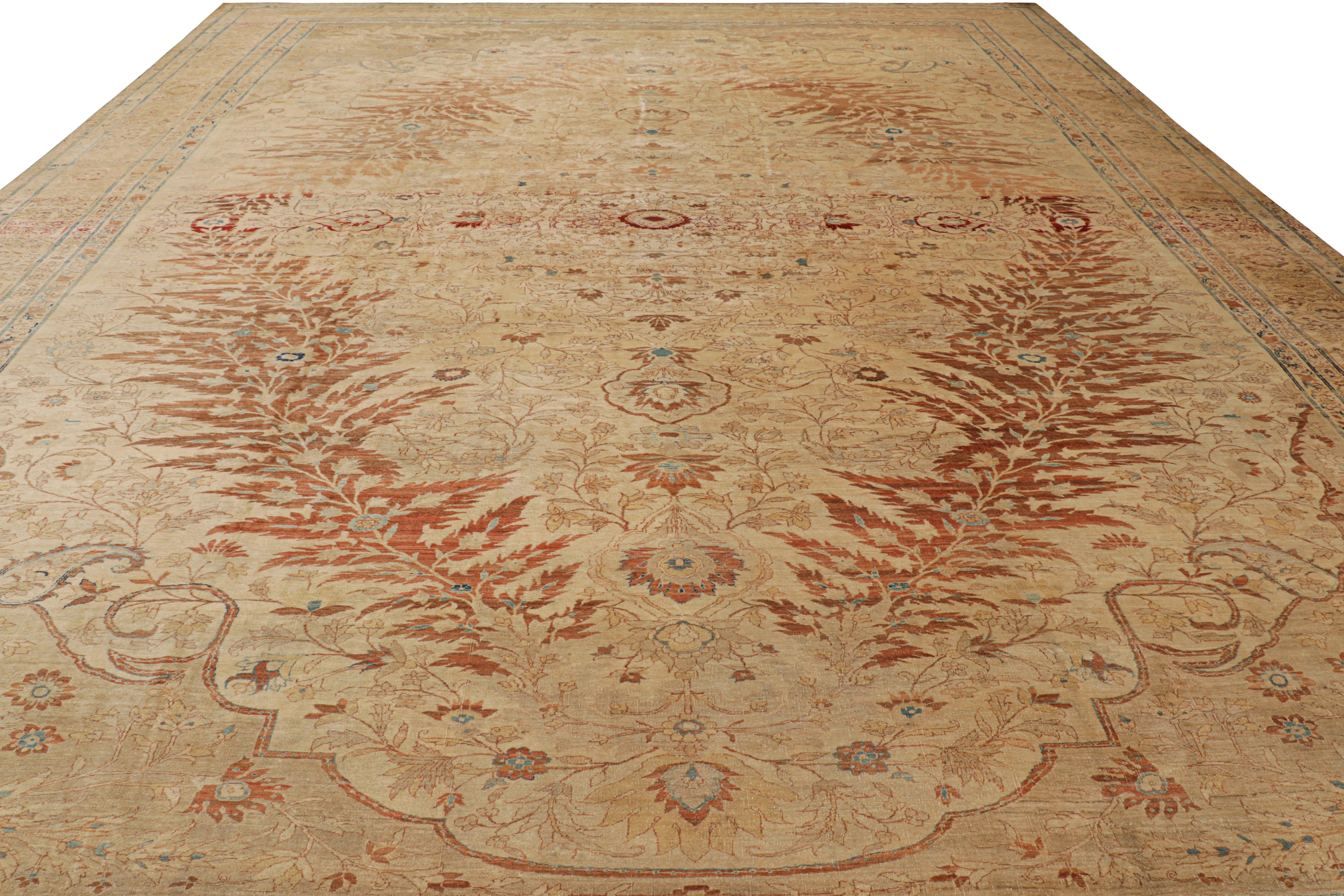 Oversized Antique Tabriz Persian Rug in Gold, with Medallion In Good Condition For Sale In Long Island City, NY