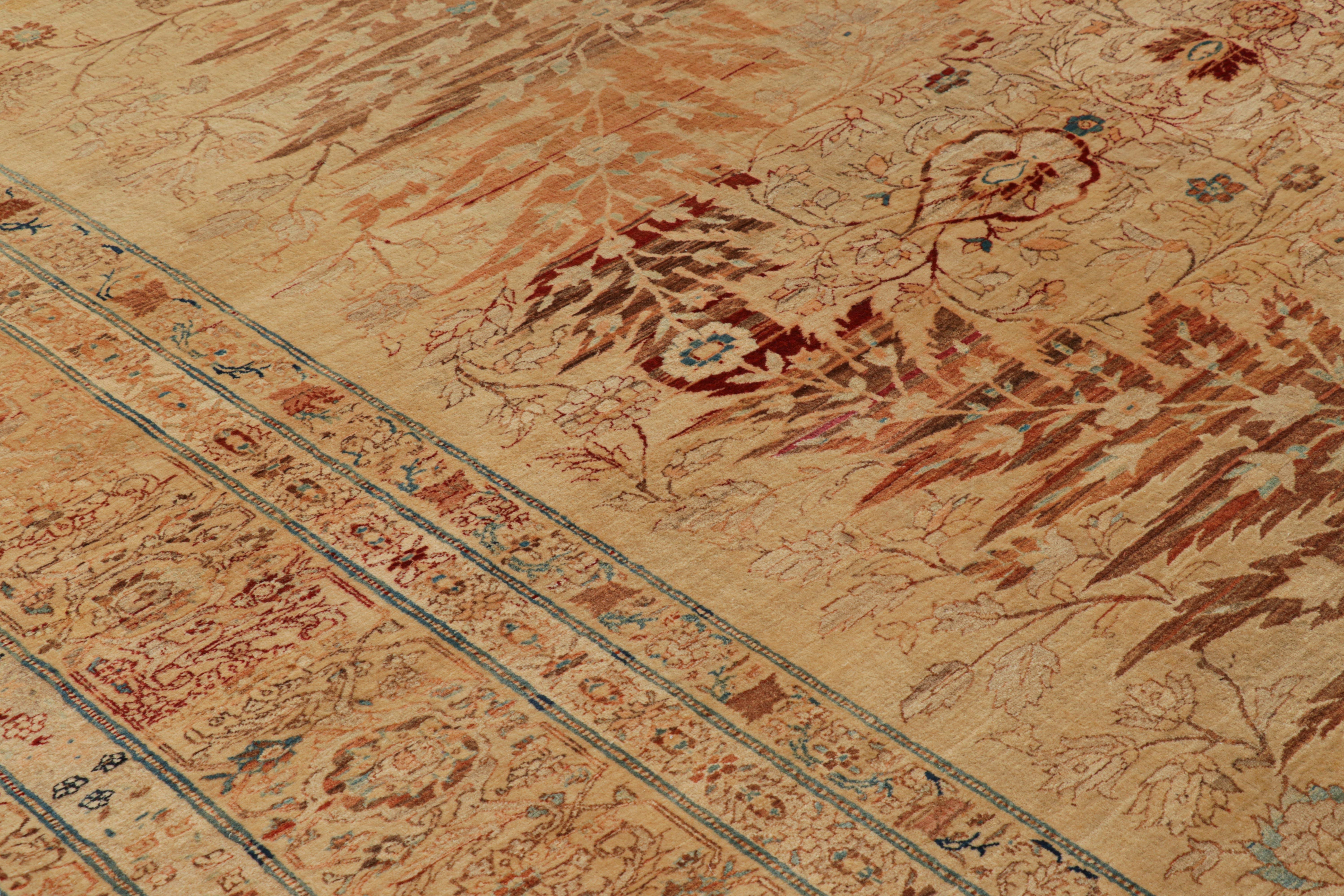 Wool Oversized Antique Tabriz Persian Rug in Gold, with Medallion For Sale