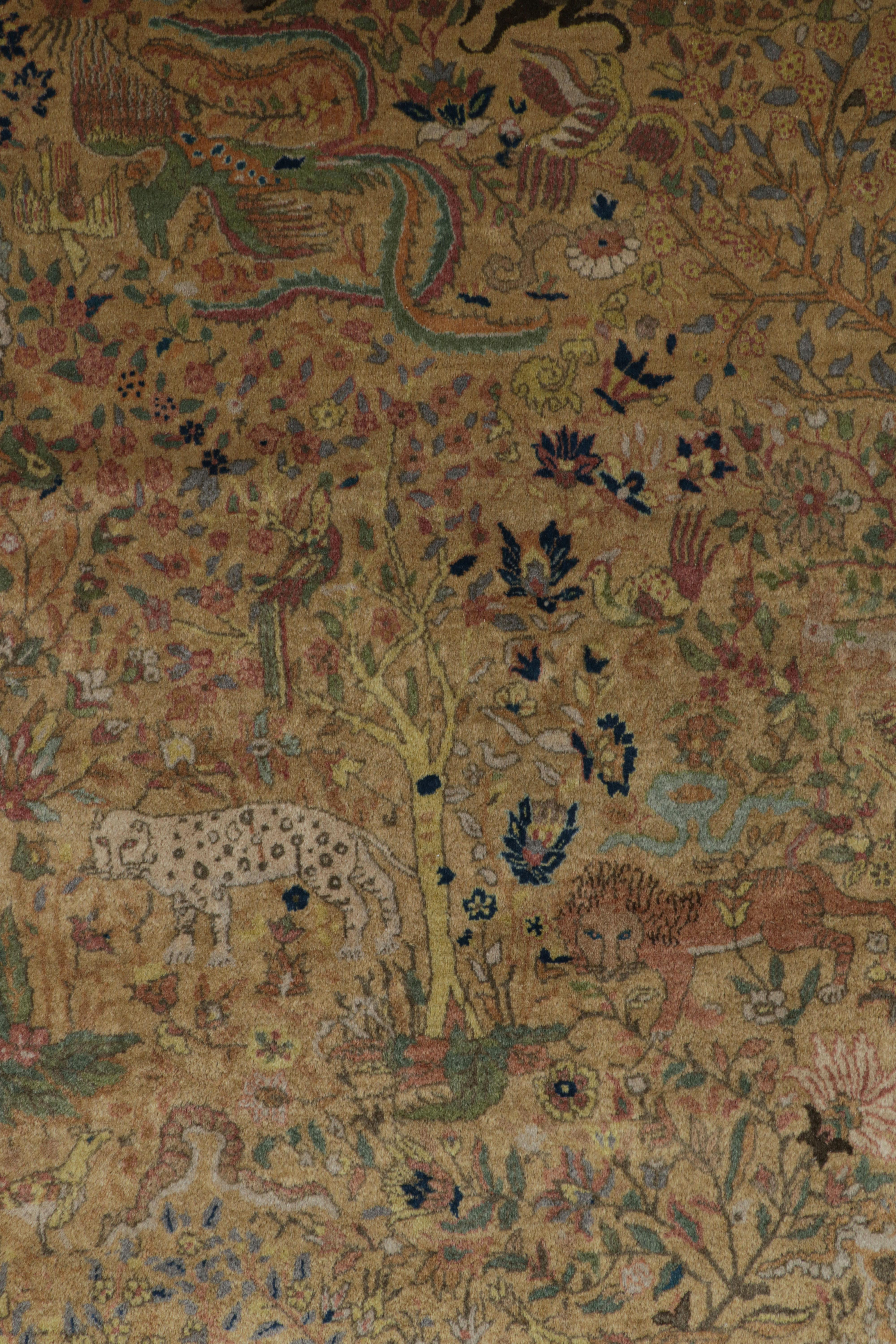 Hand-Knotted Oversized Antique Tabriz Style Indian Rug with Pictorials, Florals  Rug & Kilim For Sale