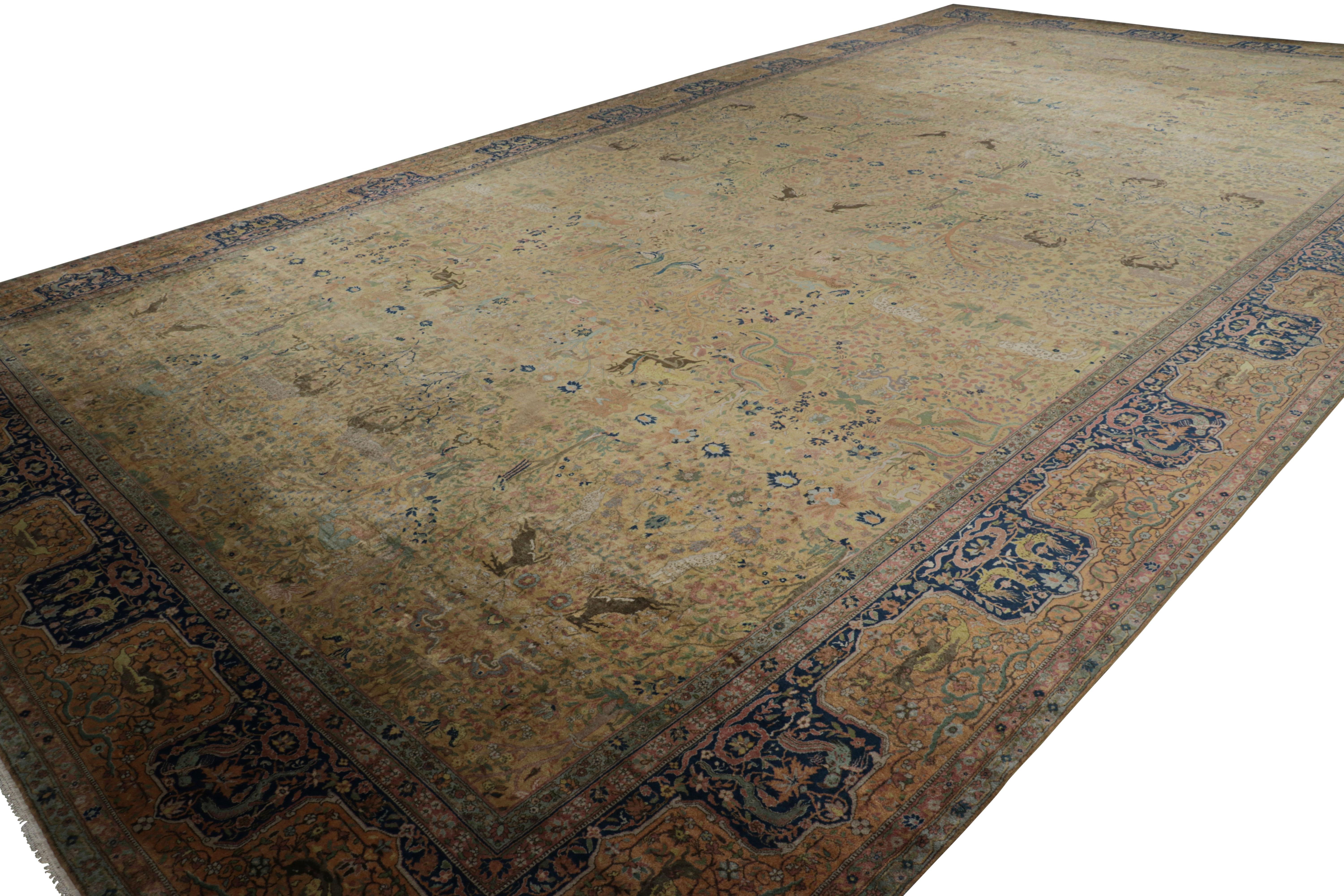 Early 20th Century Oversized Antique Tabriz Style Indian Rug with Pictorials, Florals  Rug & Kilim For Sale