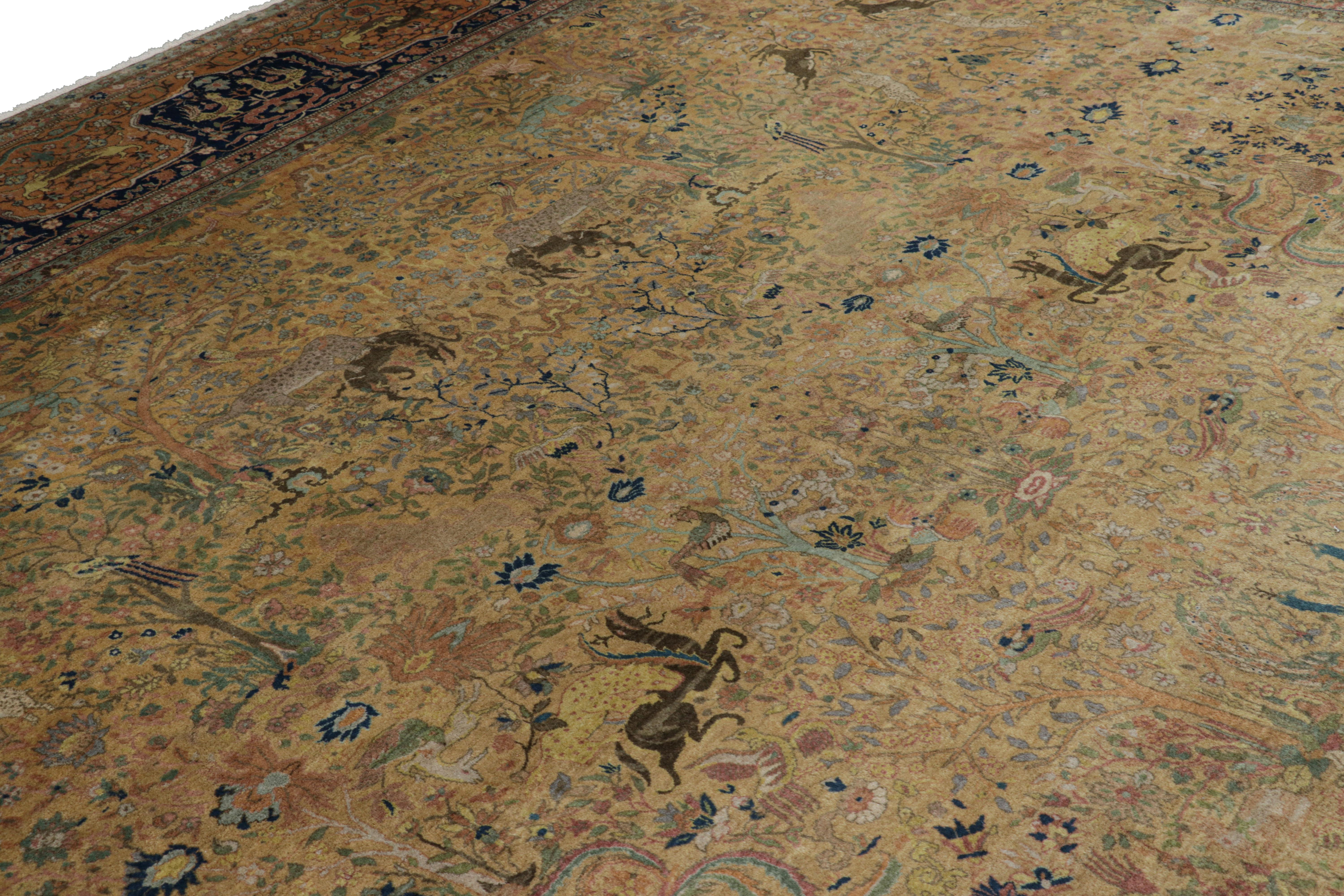 Wool Oversized Antique Tabriz Style Indian Rug with Pictorials, Florals  Rug & Kilim For Sale