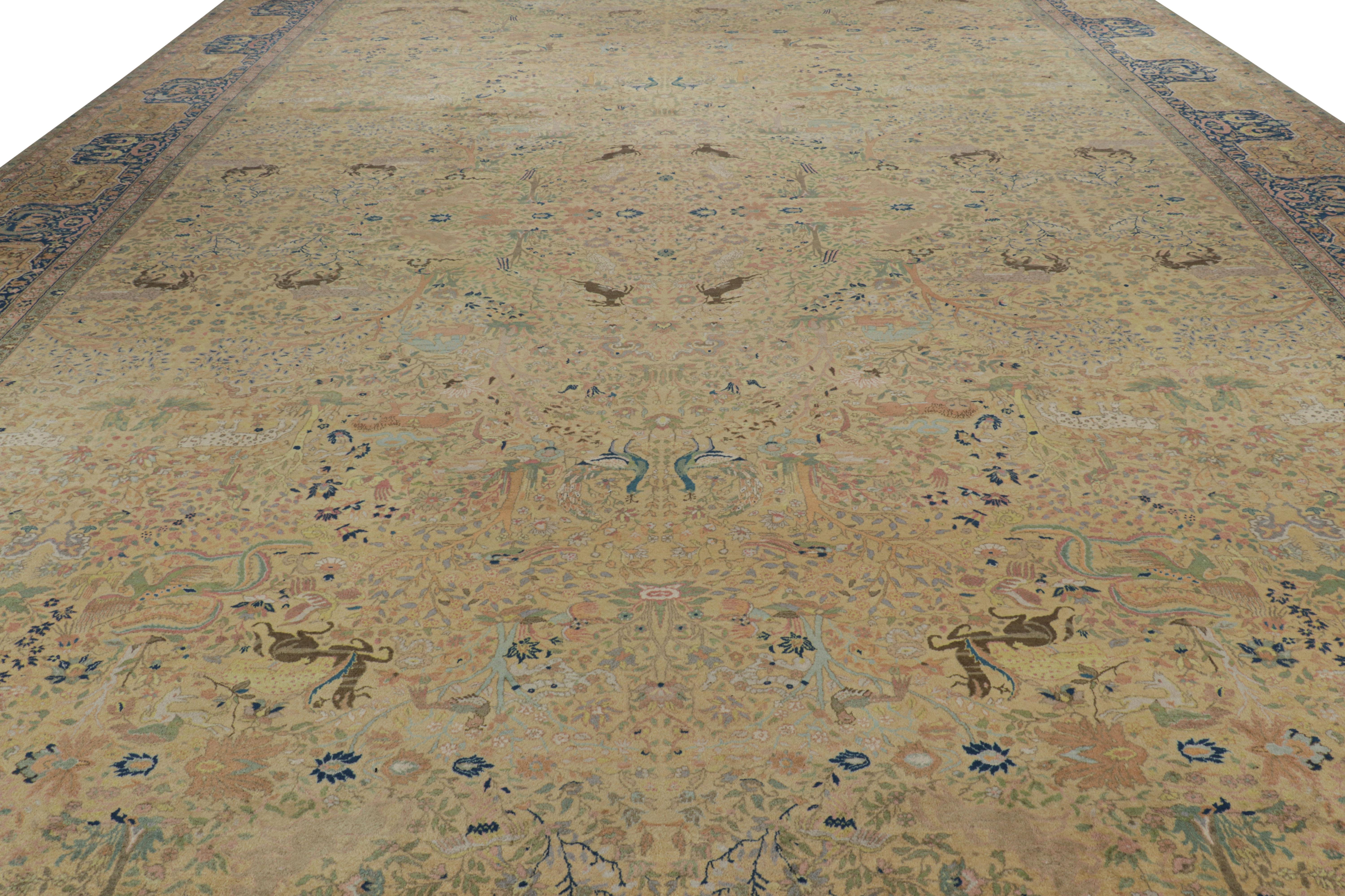 Oversized Antique Tabriz Style Indian Rug with Pictorials, Florals  Rug & Kilim For Sale 1