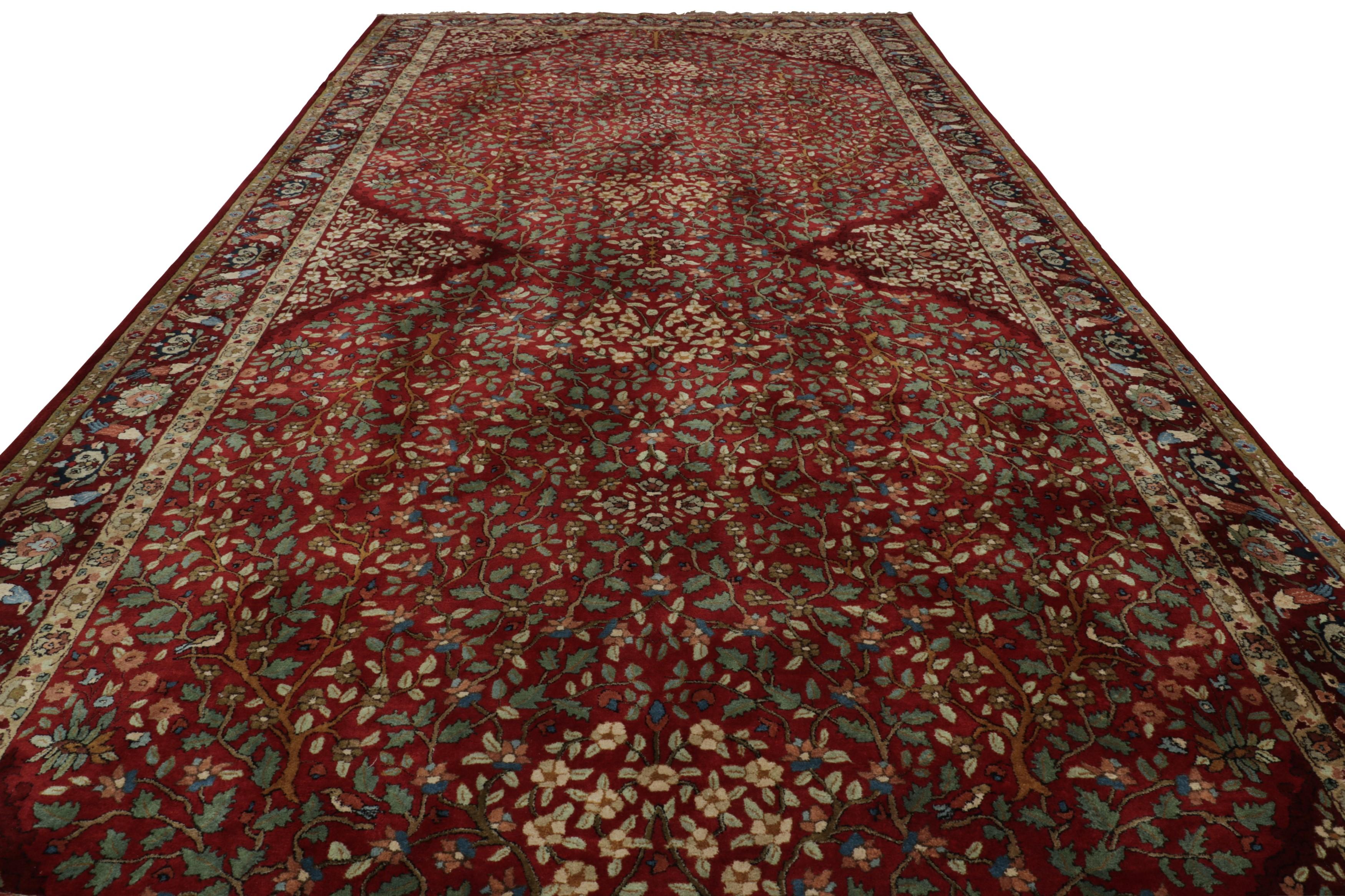 Tedesco Tappeto antico oversize con ganci in Tetex, rosso con motivi floreali - Rug & Kilim in vendita