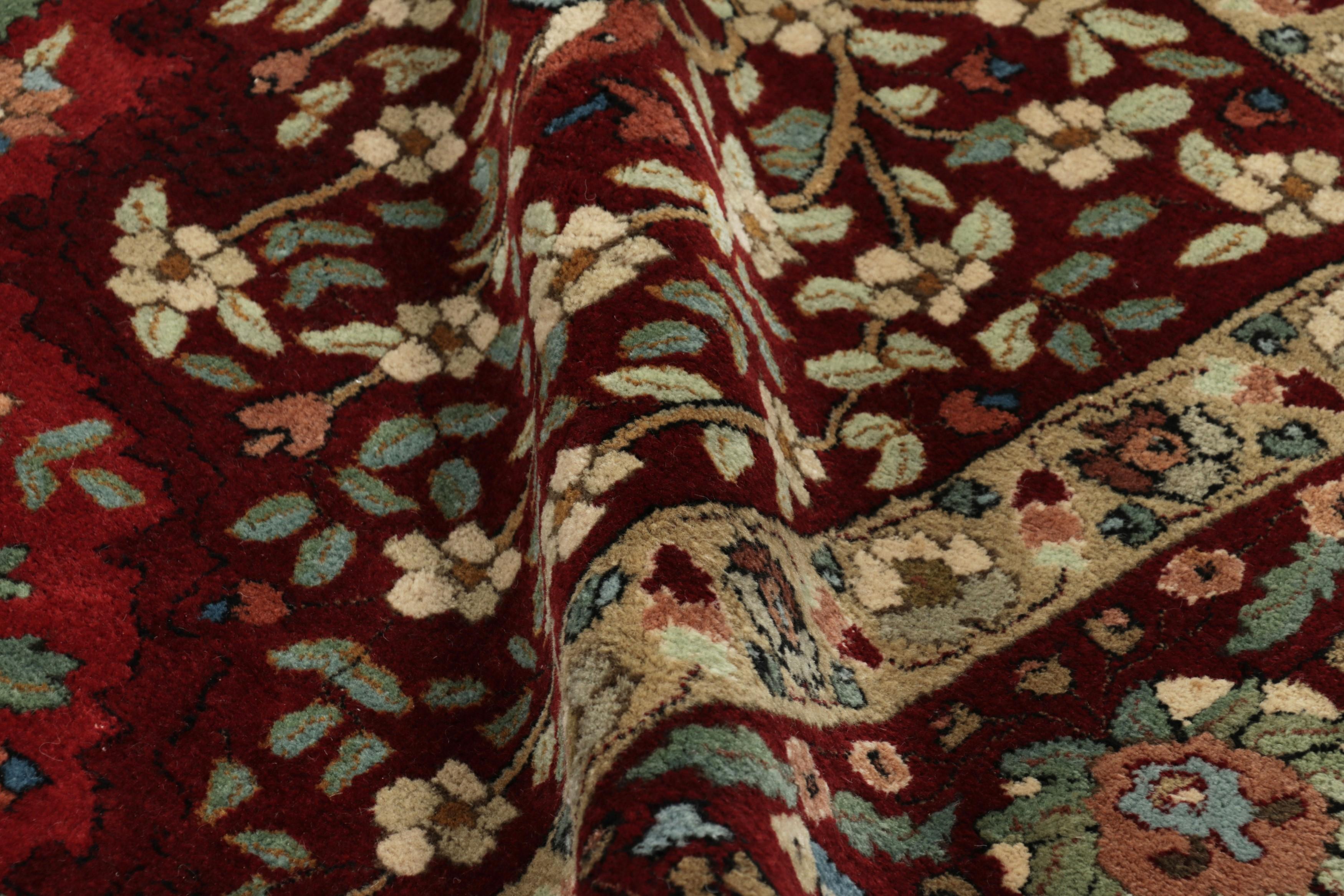 Inizio XX secolo Tappeto antico oversize con ganci in Tetex, rosso con motivi floreali - Rug & Kilim in vendita