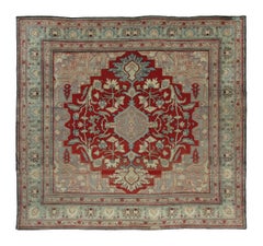 Oversized Antique Turkish Hereke Rug with Red & Beige Medallion - Rug & Kilim
