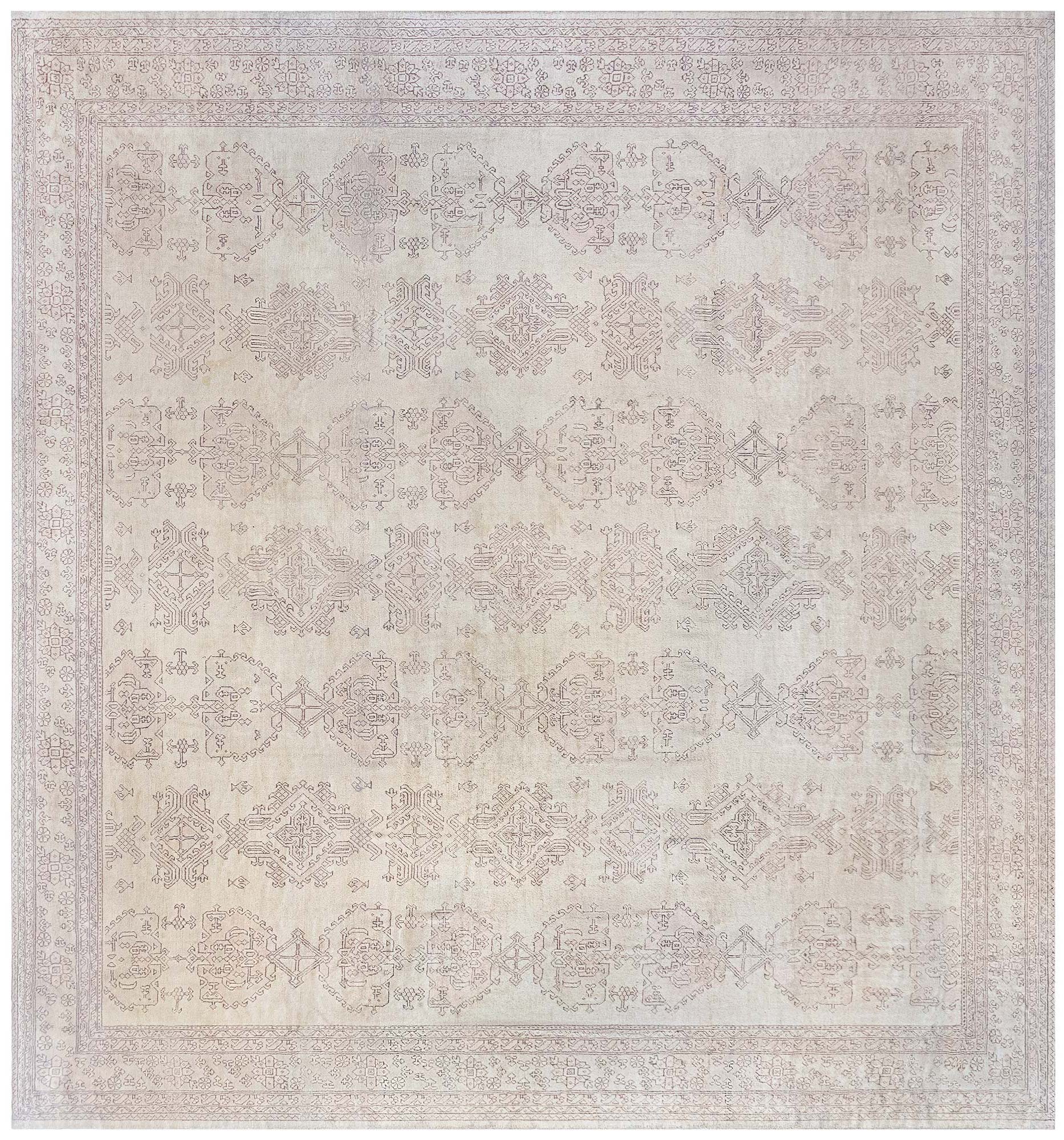 Oversized Antique Turkish Oushak Handmade Wool Rug For Sale