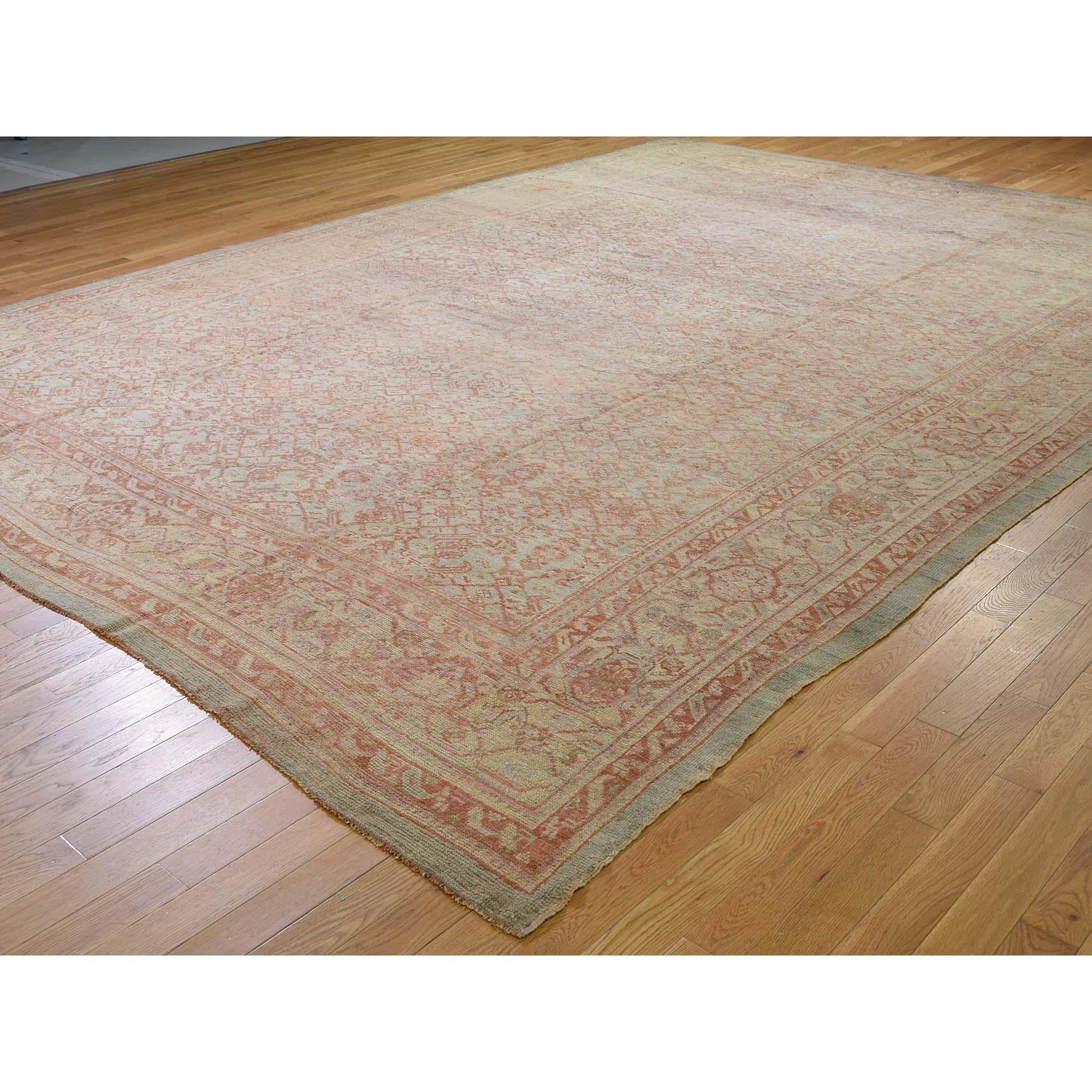 Oversized Antique Turkish Oushak Exc Condition Pure Wool Hand-Knotted Oriental In Good Condition For Sale In Carlstadt, NJ