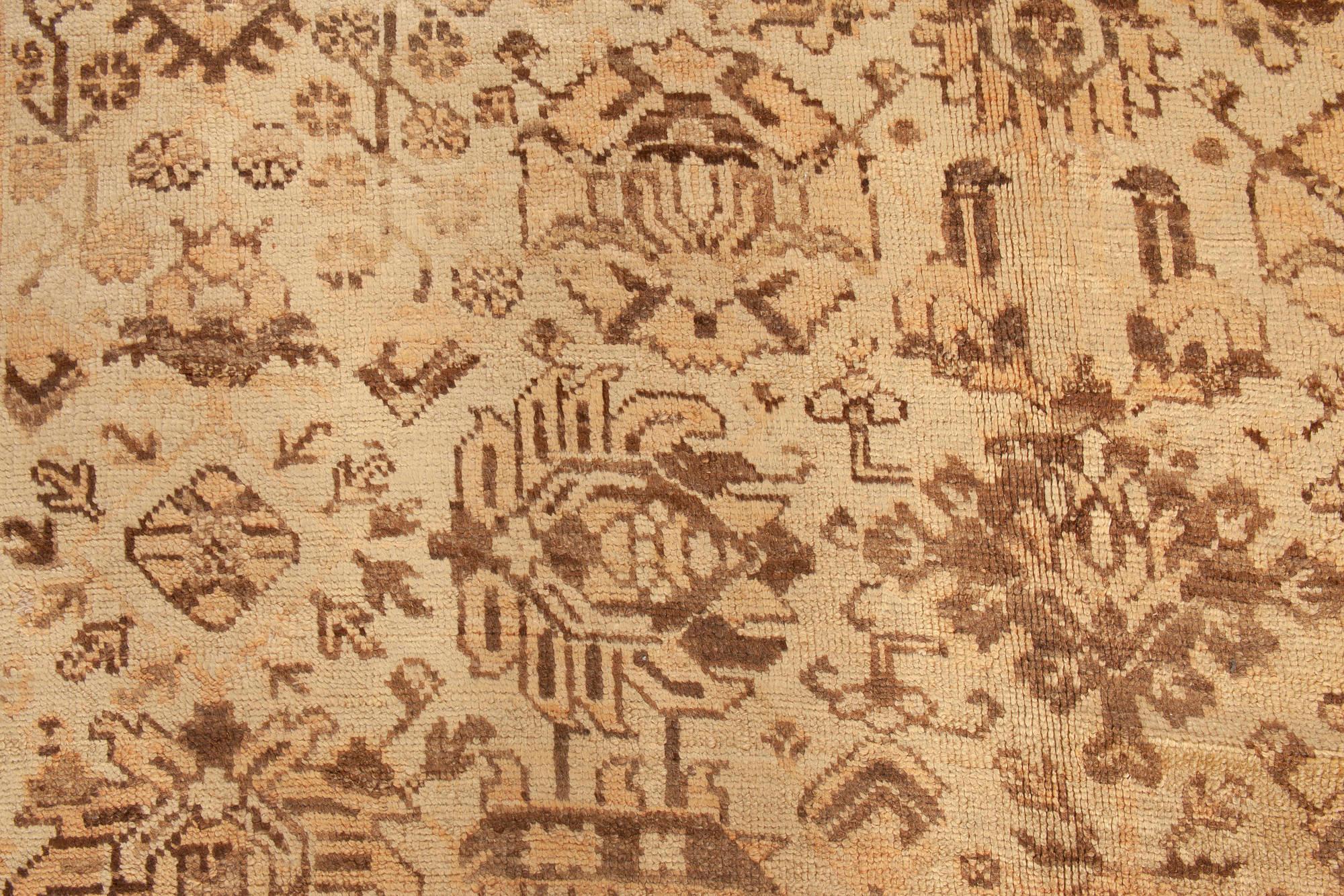 Doris Leslie Blau Alfombra de lana antigua turca Oushak hecha a mano Tejido a mano en venta