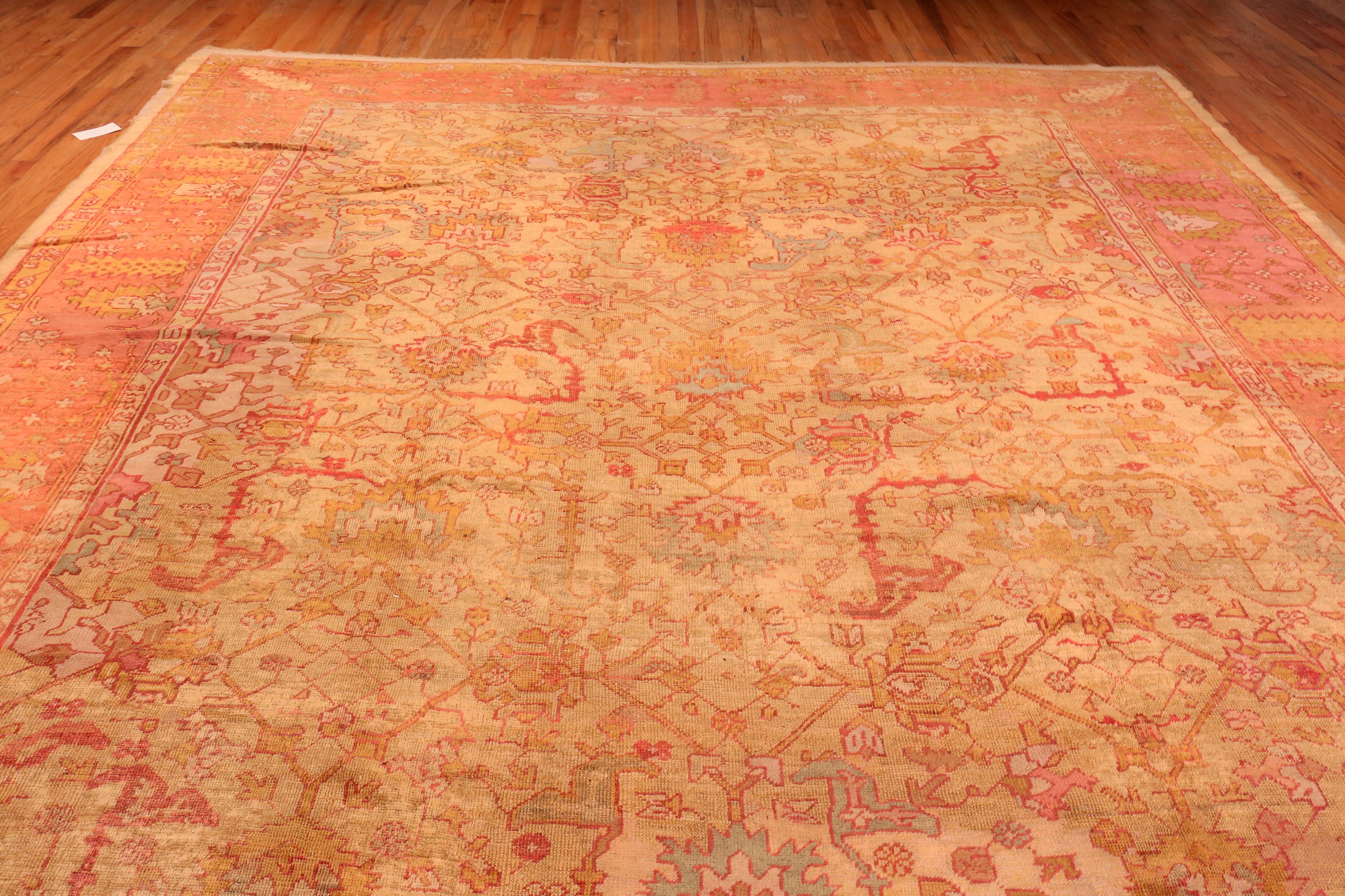 20th Century Antique Turkish Oushak Rug. 12 ft x 22 ft 8 in For Sale