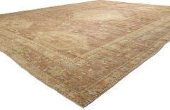 Late 19th Century Antique Earth-Tone Turkish Oushak Carpet, 13'05 x 17'03