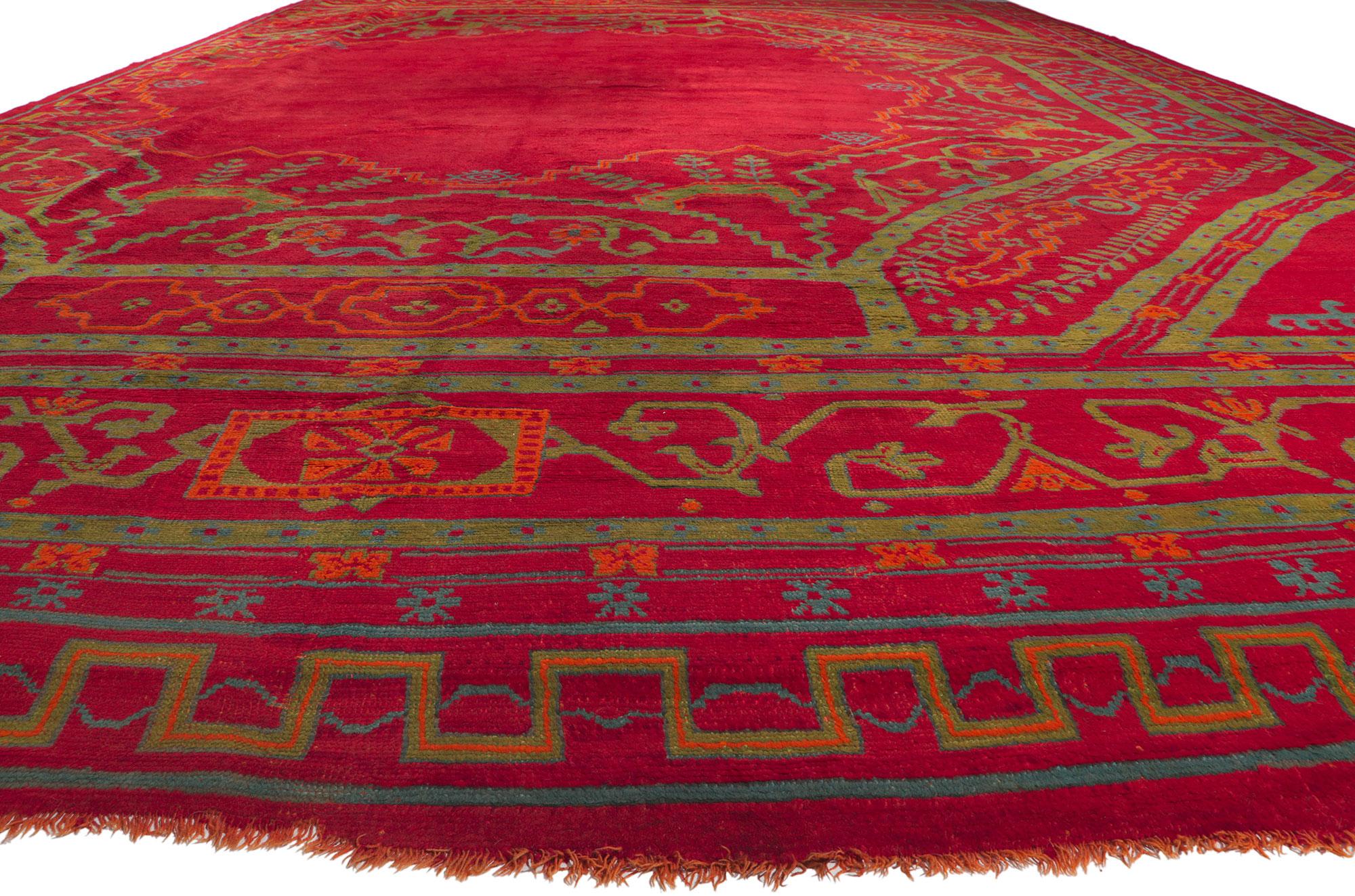 Hand-Knotted Oversized Antique Turkish Oushak Rug, Hotel Lobby Size Carpet For Sale