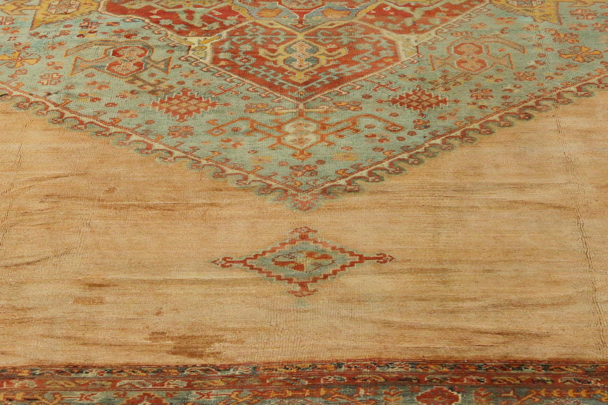 Oversized Antique Turkish Oushak Rug, Hotel Lobby Size Carpet In Good Condition For Sale In Dallas, TX