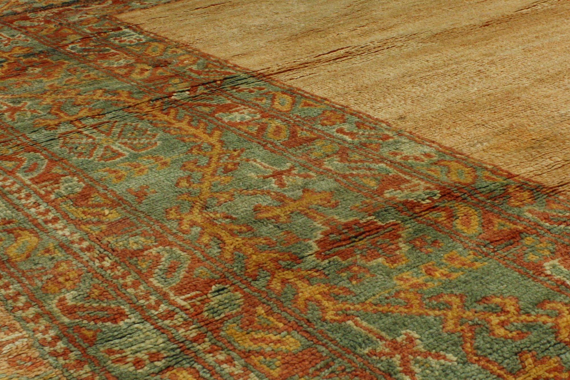 19th Century Oversized Antique Turkish Oushak Rug, Hotel Lobby Size Carpet For Sale