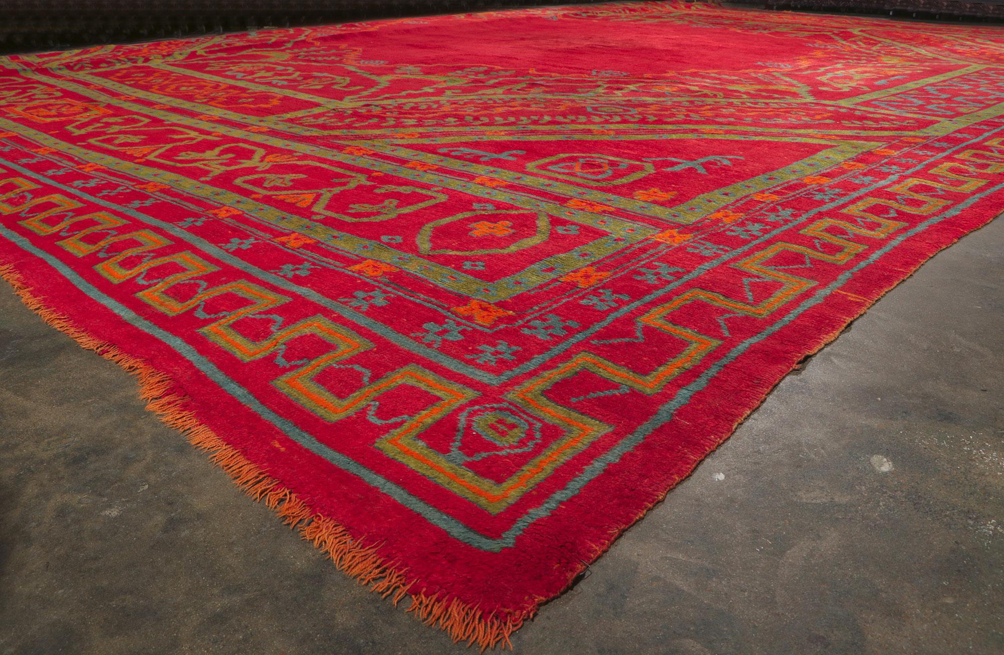Oversized Antique Turkish Oushak Rug, Hotel Lobby Size Carpet For Sale 1