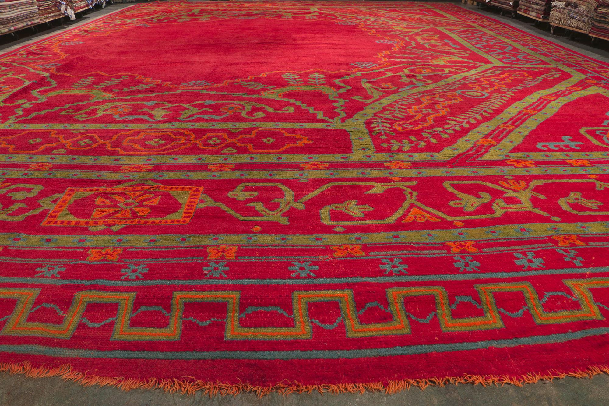 Oversized Antique Turkish Oushak Rug, Hotel Lobby Size Carpet For Sale 2