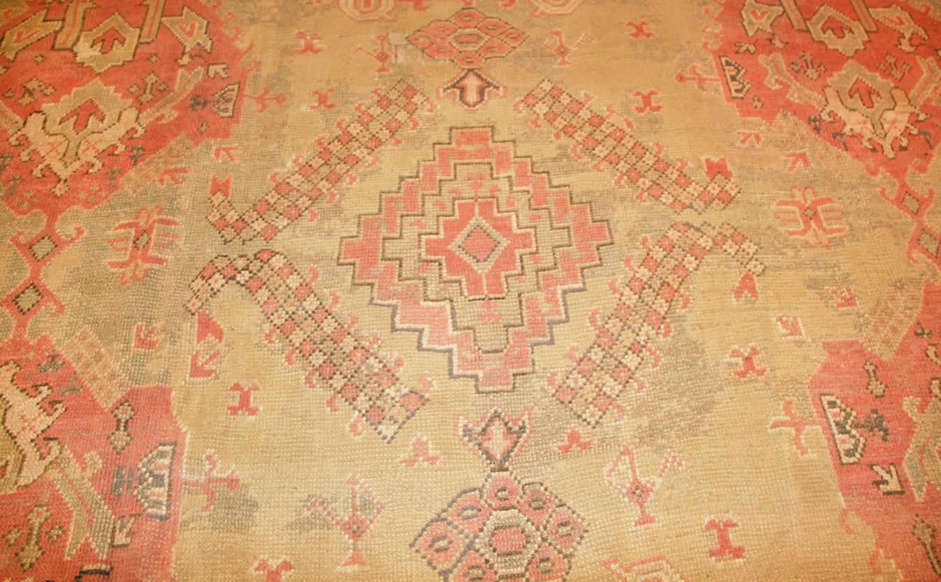 Hand-Knotted Antique Turkish Oushak Rug. Size: 11 ft 8 in x 25 ft For Sale