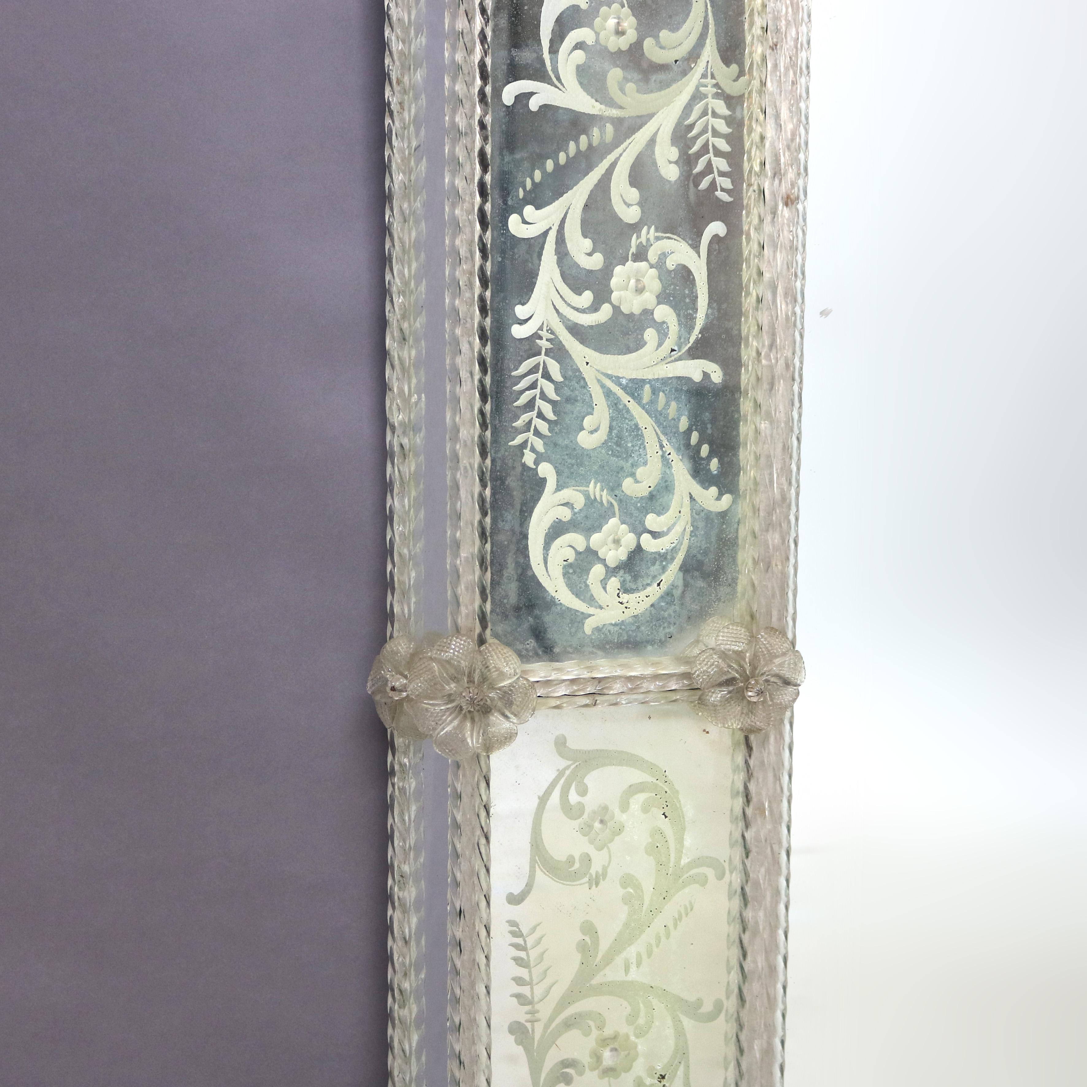 ***Reduced Delivery Rates - See Below or Click “Ask The Seller” to Request a Quote***

Oversized Antique Venetian Glass Mirror with Floral & Scroll Etching 19thC

Measures - 49 3/4