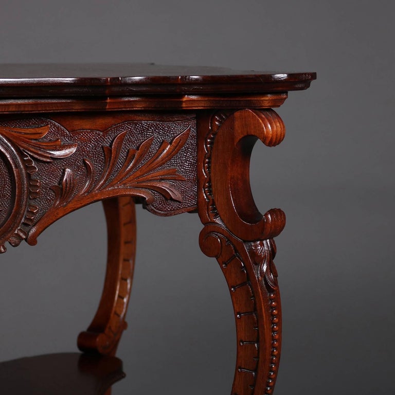 Oversized Antique Victorian Carved Mahogany Lamp Stand, Early 20th