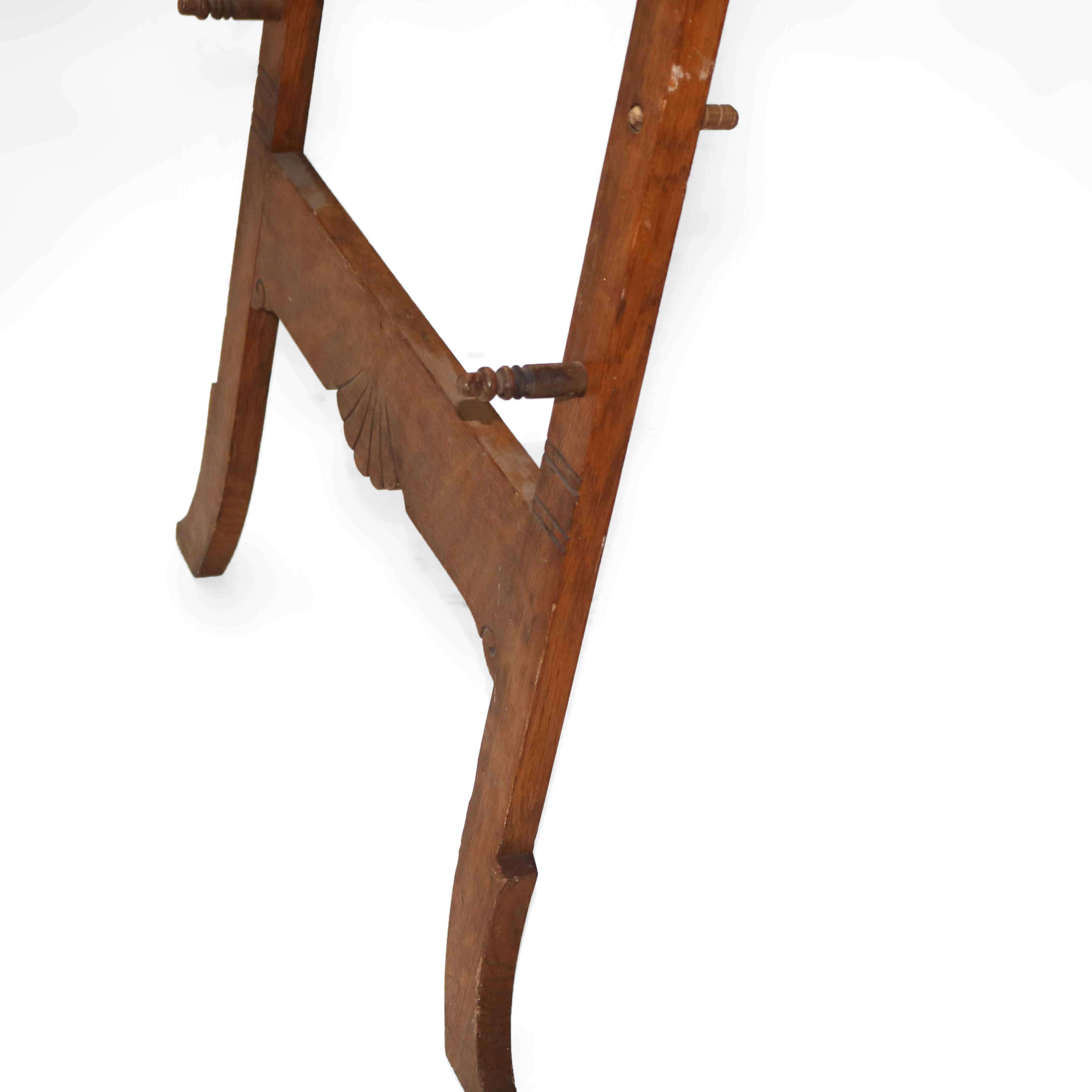 Caballete de exhibición de arte sobredimensionado de roble tallado con figuras victorianas antiguas C1900 1