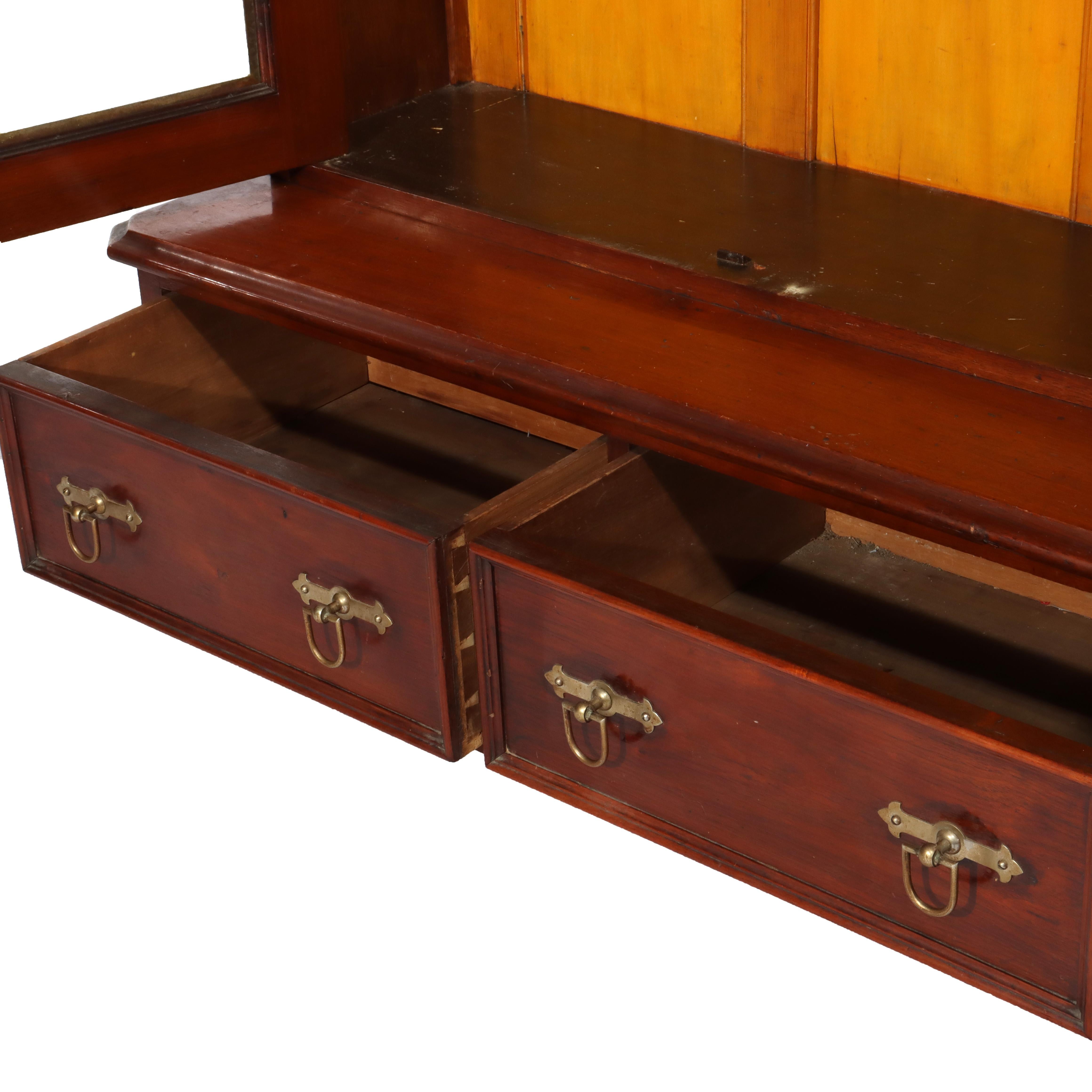 Oversized Antique Victorian Walnut Two Door Two Drawer Bookcase C1890 For Sale 2