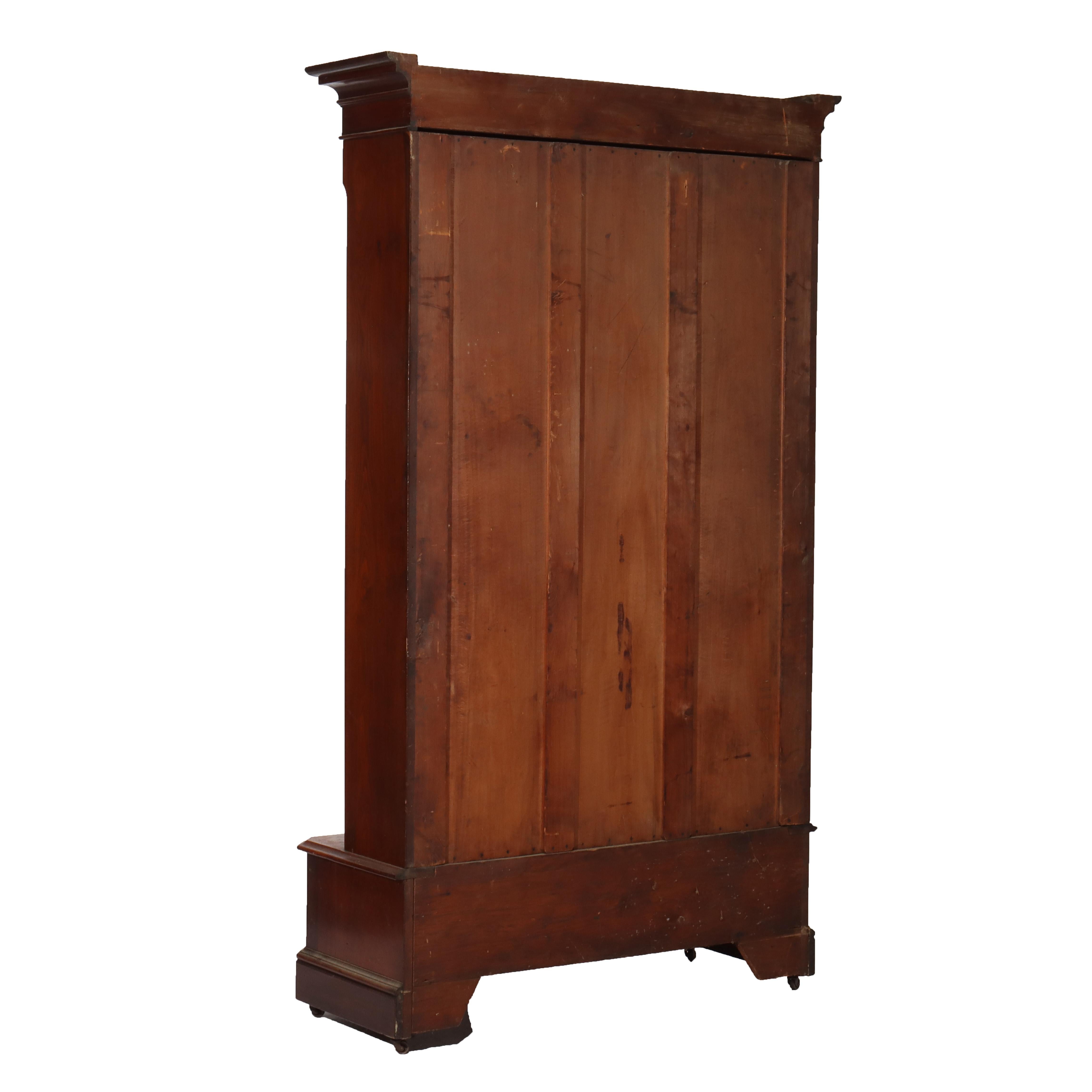 Oversized Antique Victorian Walnut Two Door Two Drawer Bookcase C1890 For Sale 4