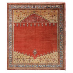 Tapis Zeigler ancien surdimensionné en rouge et rouille avec motif Mihrab - Rug & Kilim