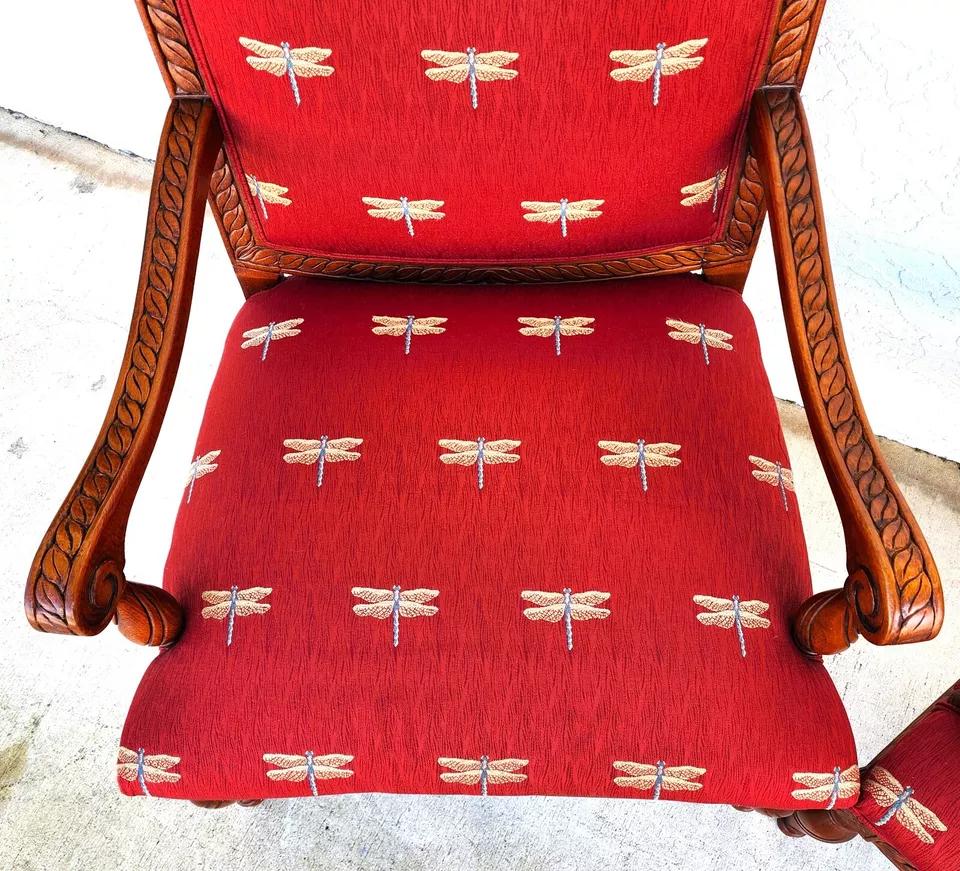 Oversized Armchairs with Dragonflies Pair 7