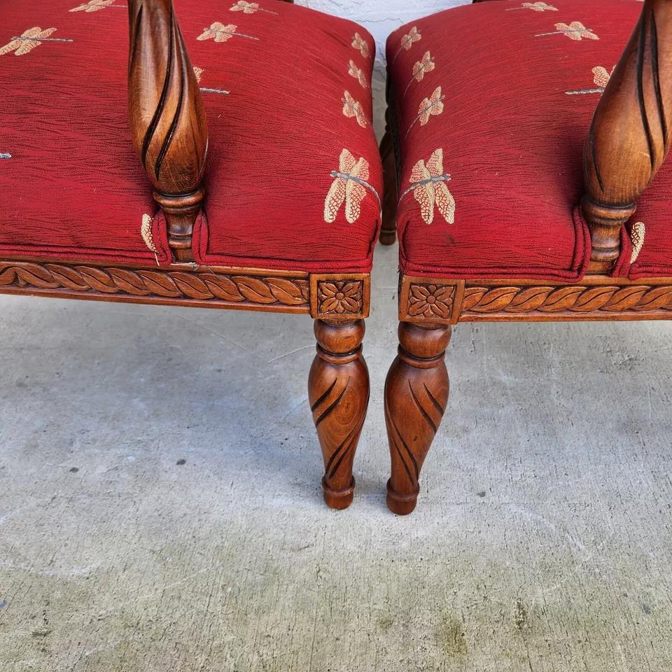 Oversized Armchairs with Dragonflies Pair 9