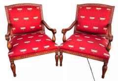 Oversized Armchairs with Dragonflies Pair
