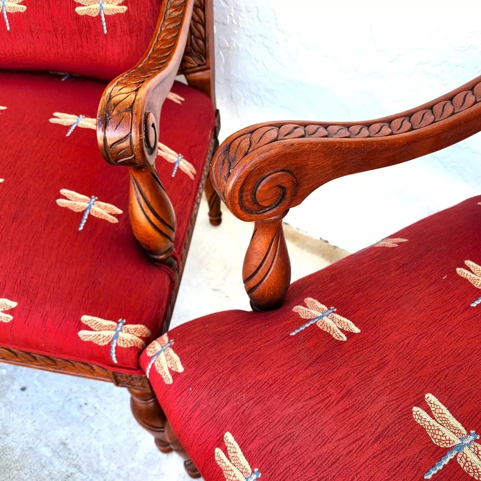 Oversized Armchairs with Dragonflies Pair 1