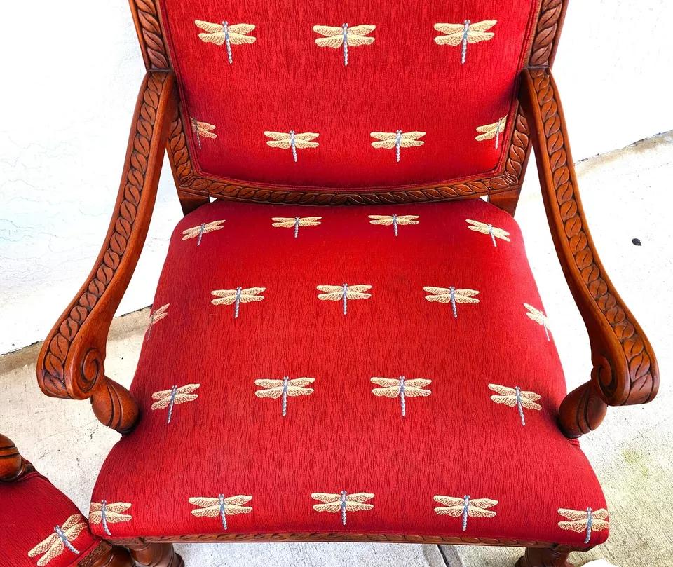 Oversized Armchairs with Dragonflies Pair 4