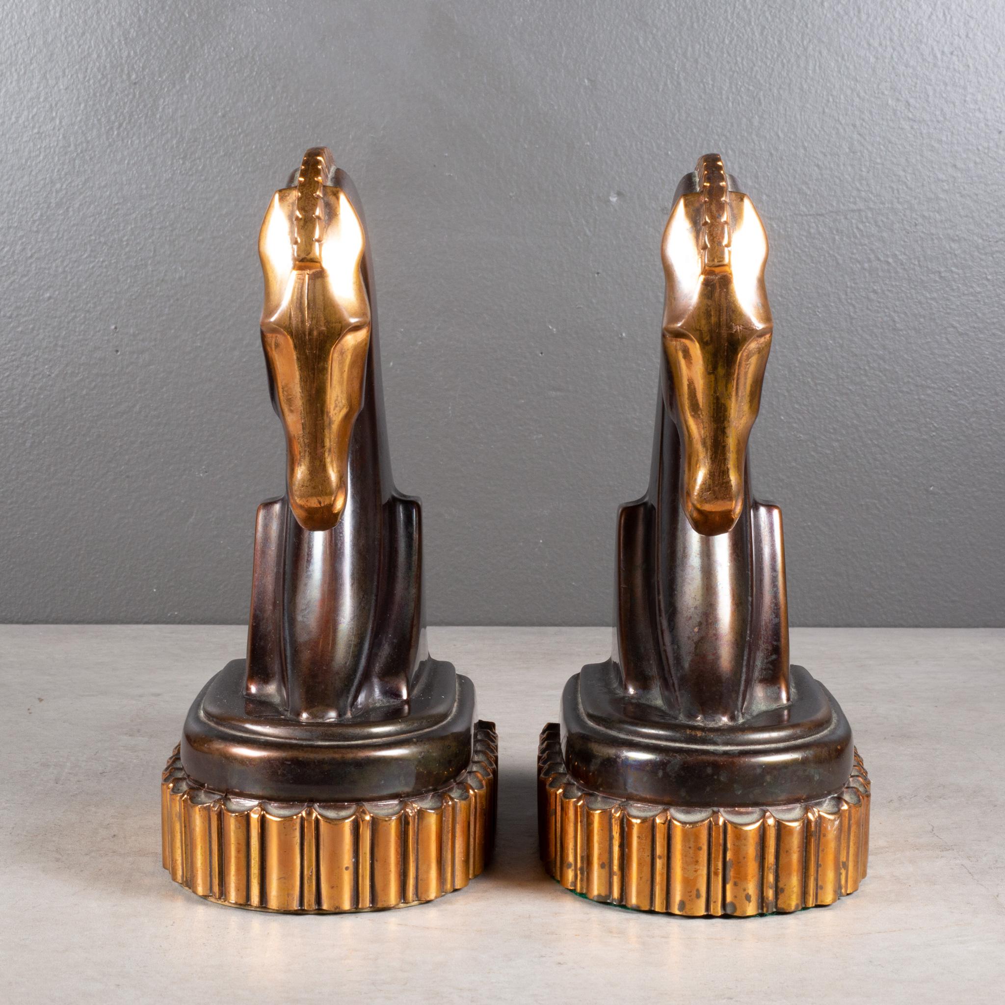 Oversized Art Deco Bronze & Copper Trojan Horse Bookends c.1930 (FREE SHIPPING) In Good Condition For Sale In San Francisco, CA