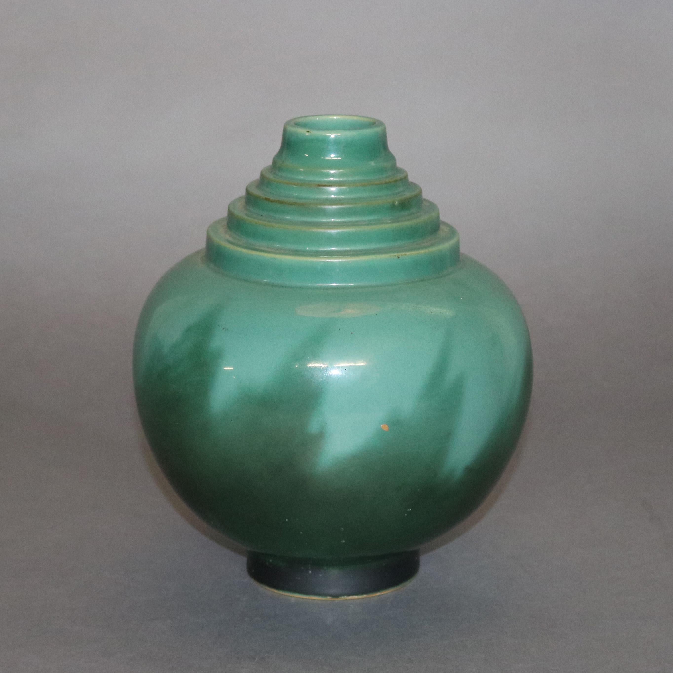 American Art Deco Roseville Pottery Futura Black Flame Vase, 391-10, 20th Century